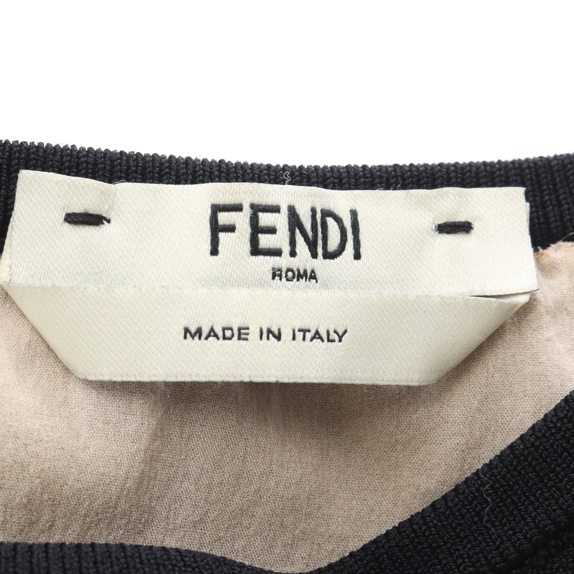 ダイヤカットアウト ワンピース ノースリーブ レーヨン ブラック ベージュ フェンディ ワンピース FENDI