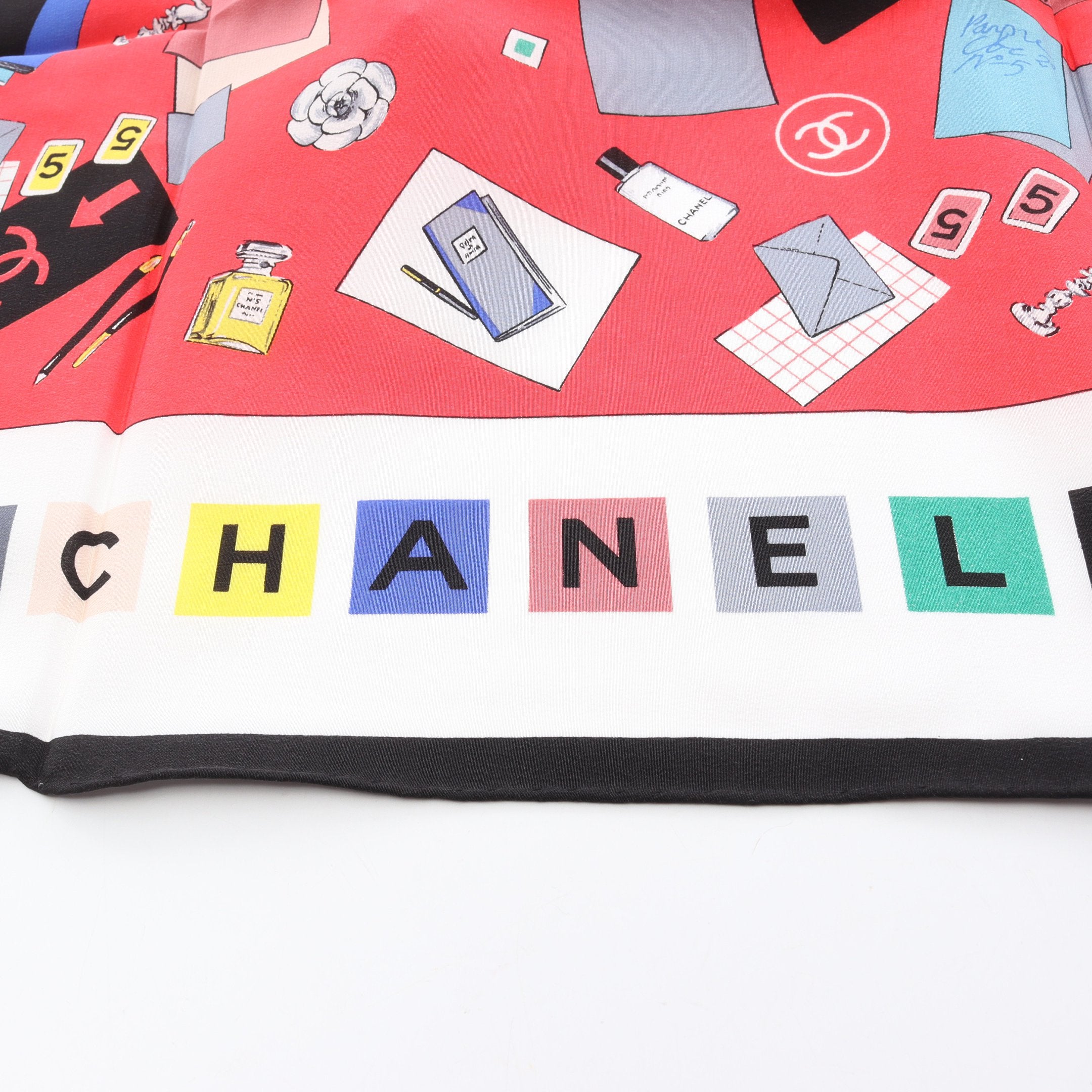 ココマーク スカーフ シルク ブラック マルチカラー シャネル – RECLO