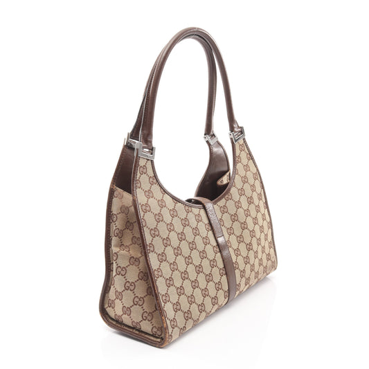 ジャッキー GGキャンバス ショルダーバッグ キャンバス レザー ベージュ ブラウン グッチ バッグ GUCCI