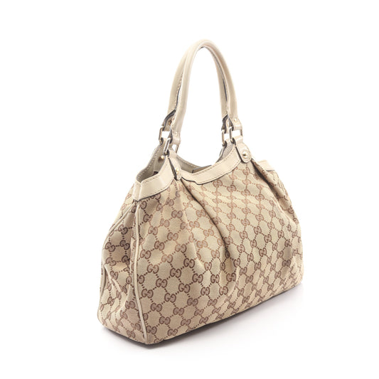 スーキー GGキャンバス ハンドバッグ キャンバス レザー ベージュ アイボリー グッチ バッグ GUCCI