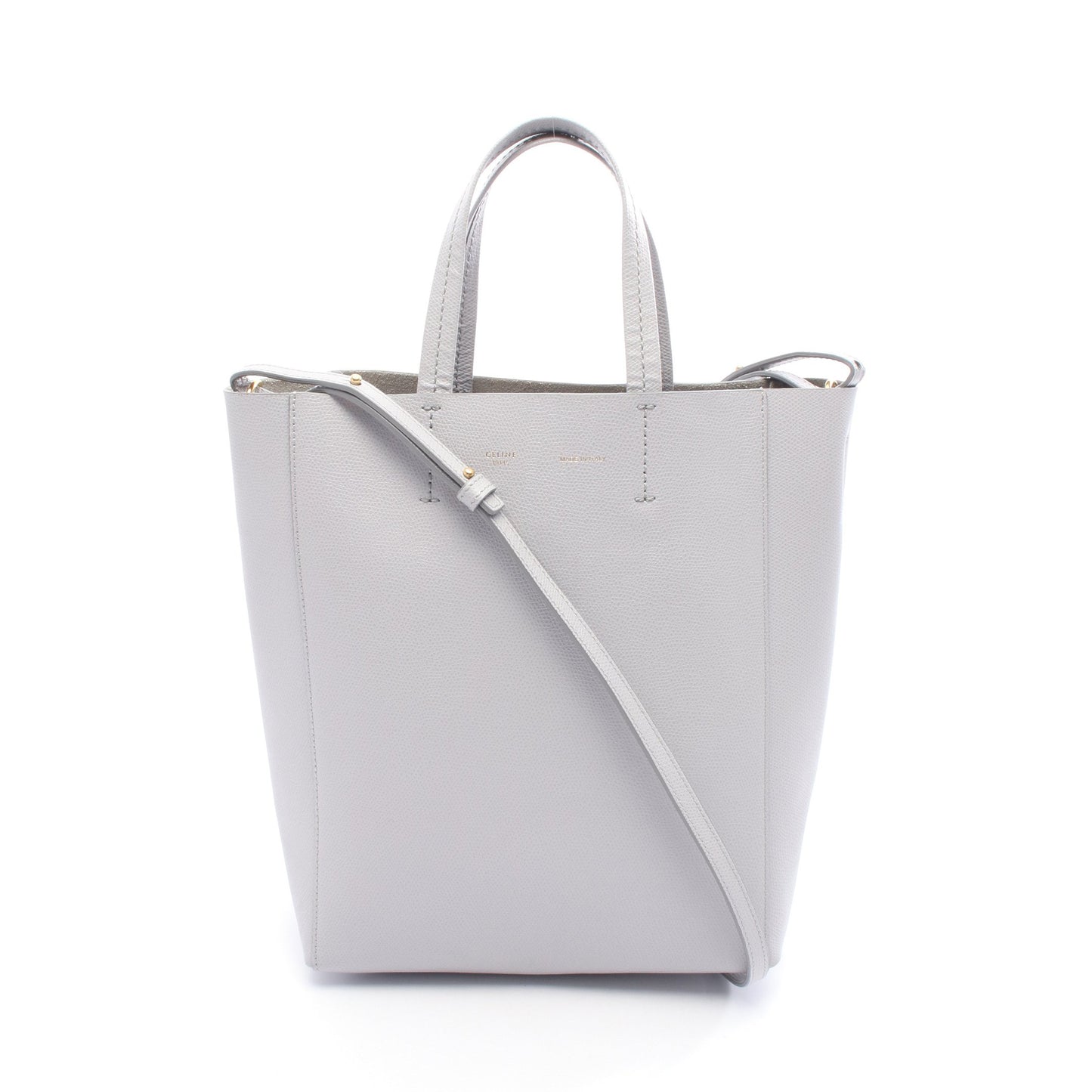 バーティカル スモール カバ ハンドバッグ トートバッグ レザー ライトグレー 2WAY セリーヌ バッグ CELINE