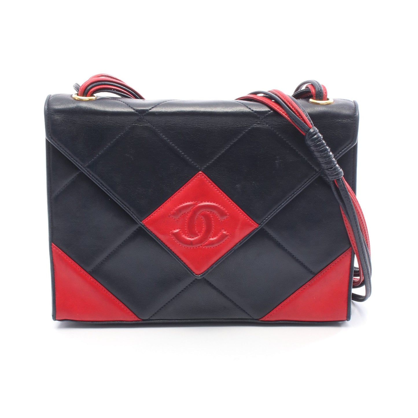 ココマーク ショルダーバッグ レザー ネイビー レッド ゴールド金具 シャネル バッグ CHANEL