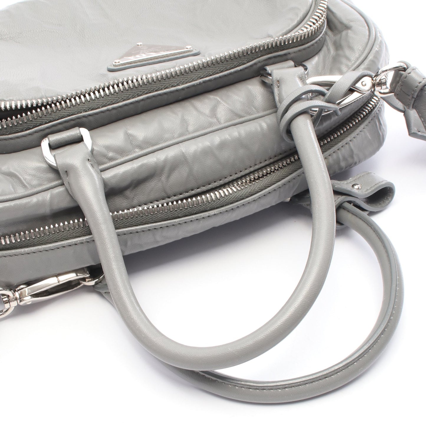 ハンドバッグ レザー グレー 2WAY プラダ バッグ PRADA