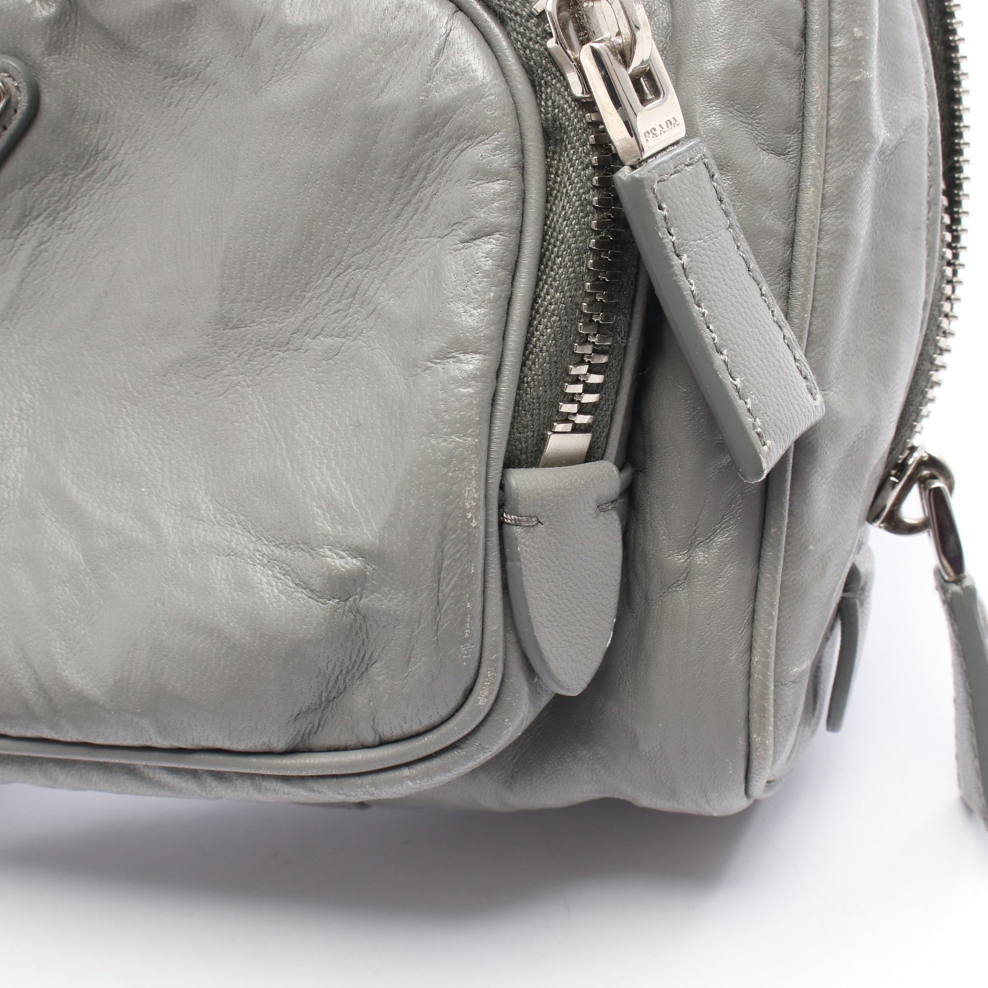 ハンドバッグ レザー グレー 2WAY プラダ バッグ PRADA