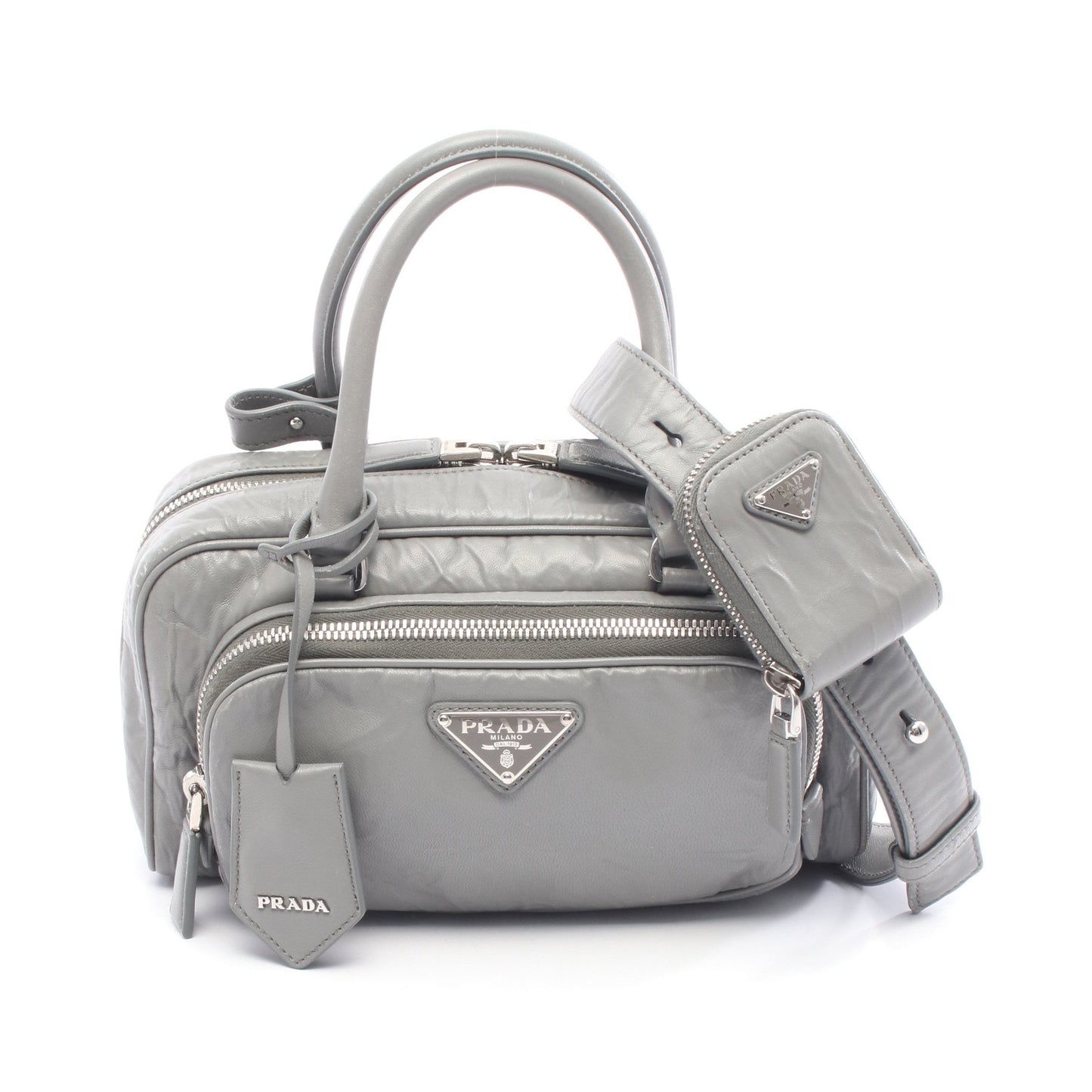 ハンドバッグ レザー グレー 2WAY プラダ バッグ PRADA