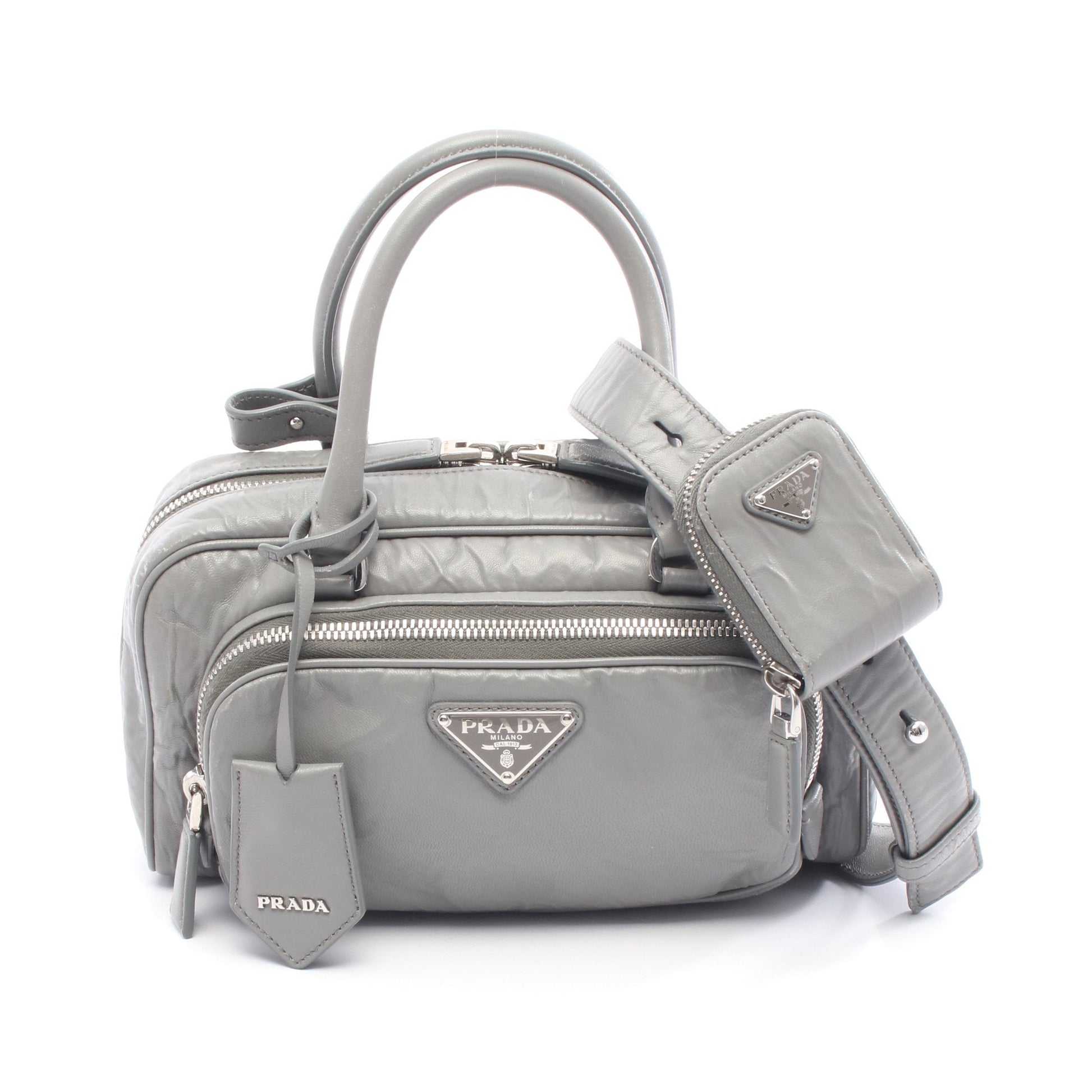 ハンドバッグ レザー グレー 2WAY プラダ バッグ PRADA