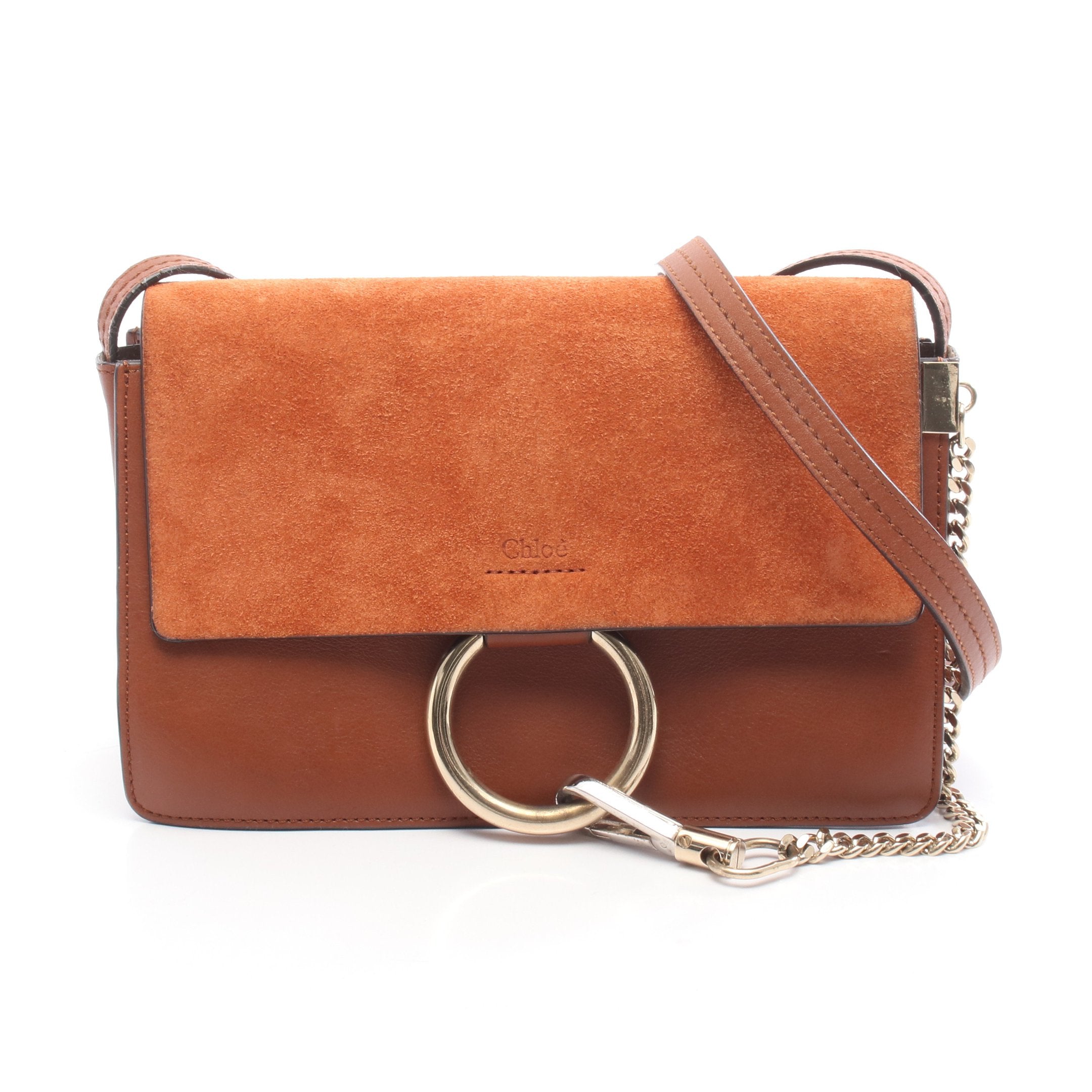 o33【美品】クロエ フェイ レザー スエード チェーン ショルダーバッグ