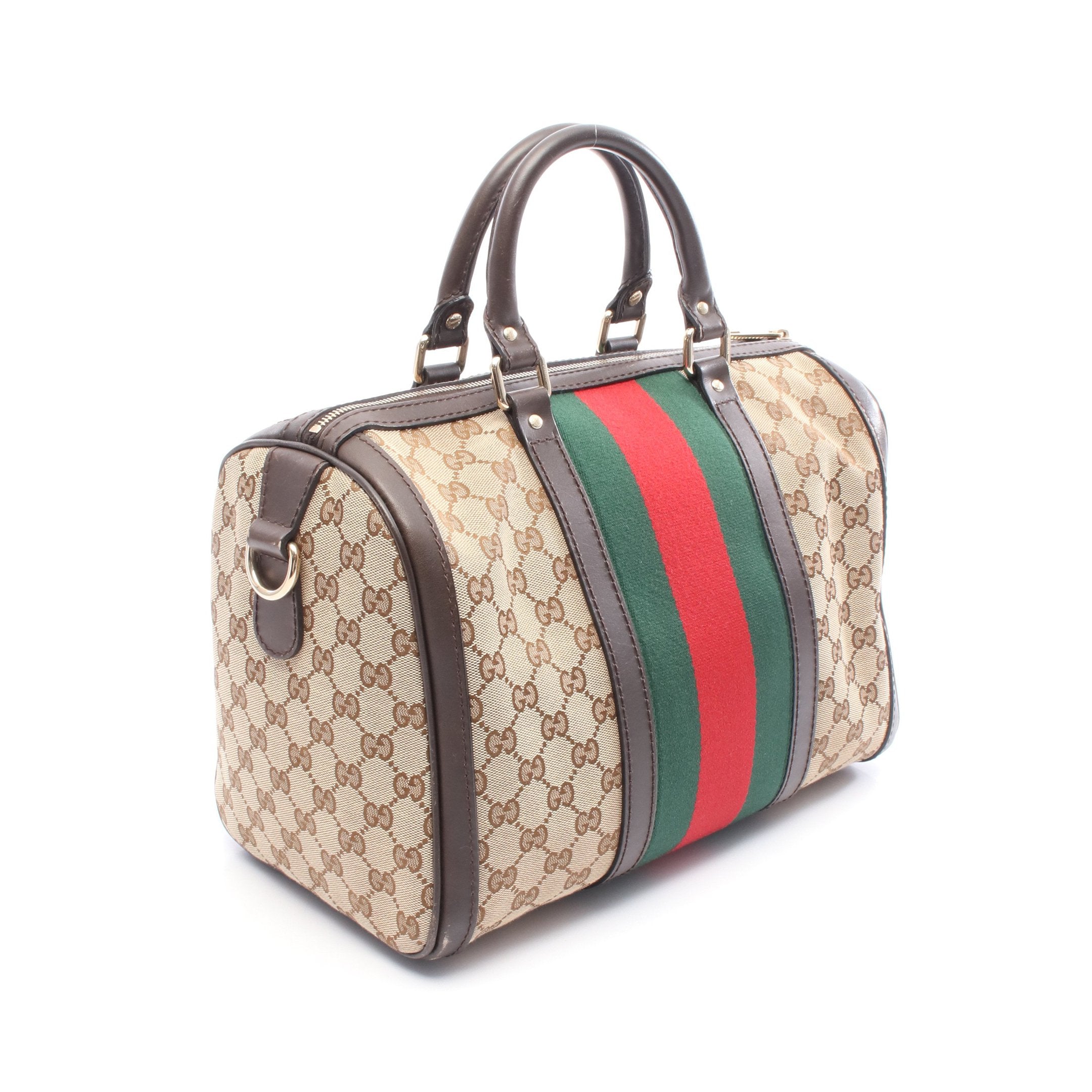 ウェビングライン ハンドバッグ ミニボストンバッグ キャンバス レザー