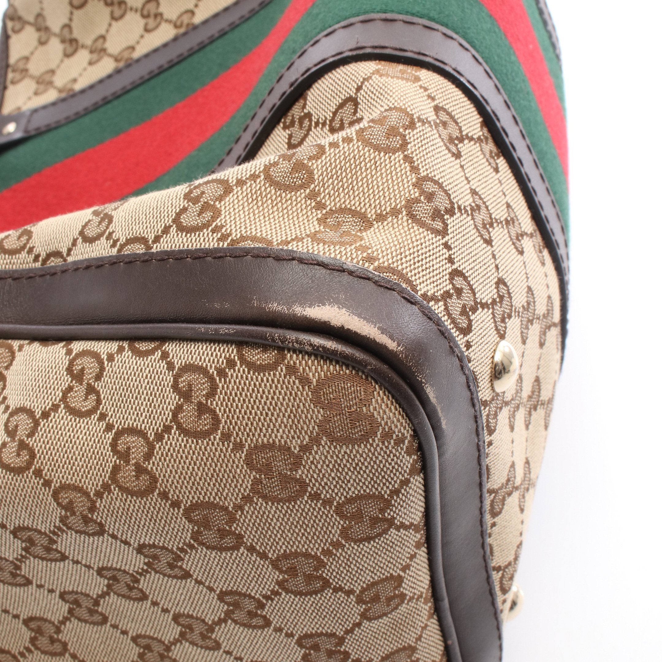 ウェビングライン ハンドバッグ ミニボストンバッグ キャンバス レザー