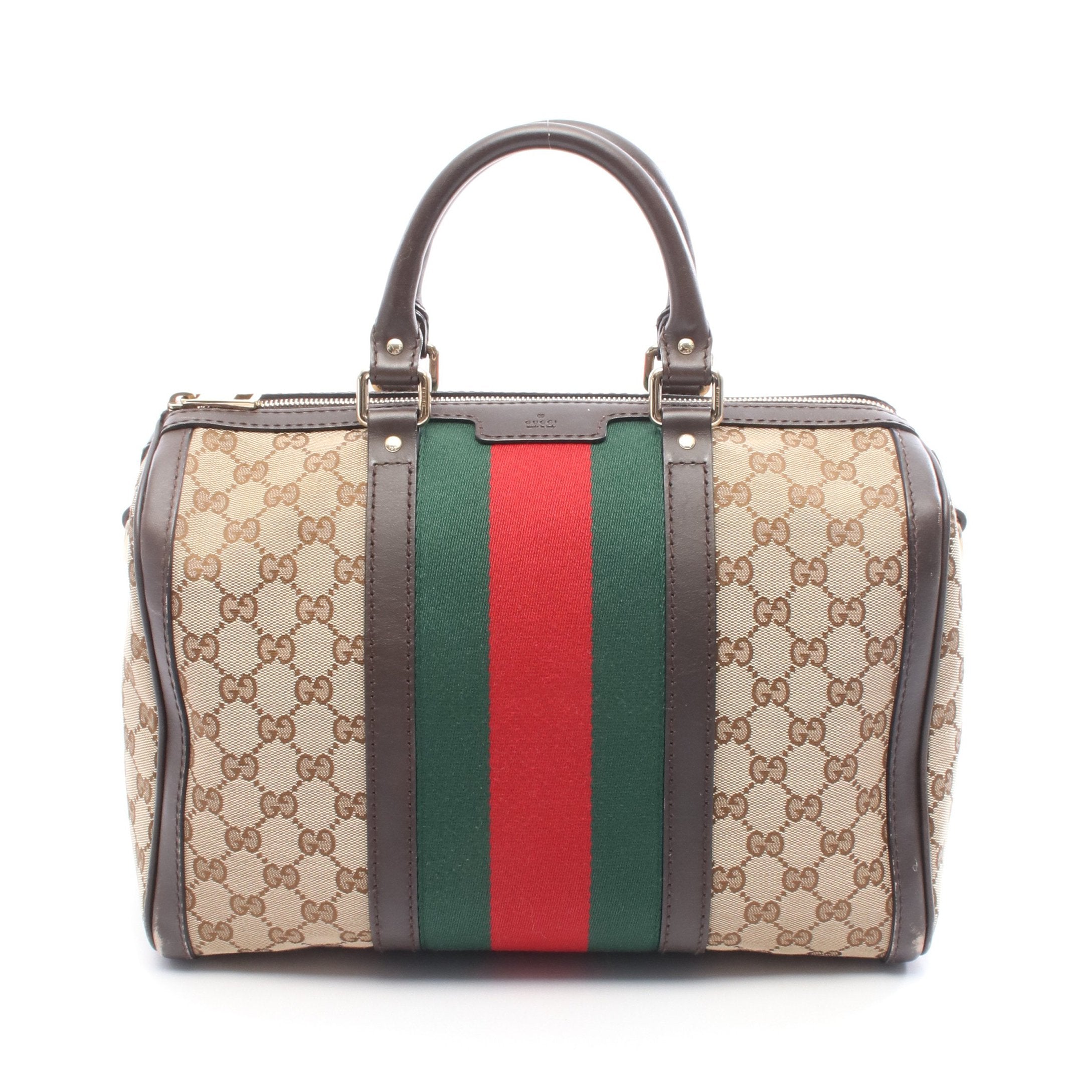 ウェビングライン ハンドバッグ ミニボストンバッグ キャンバス レザー