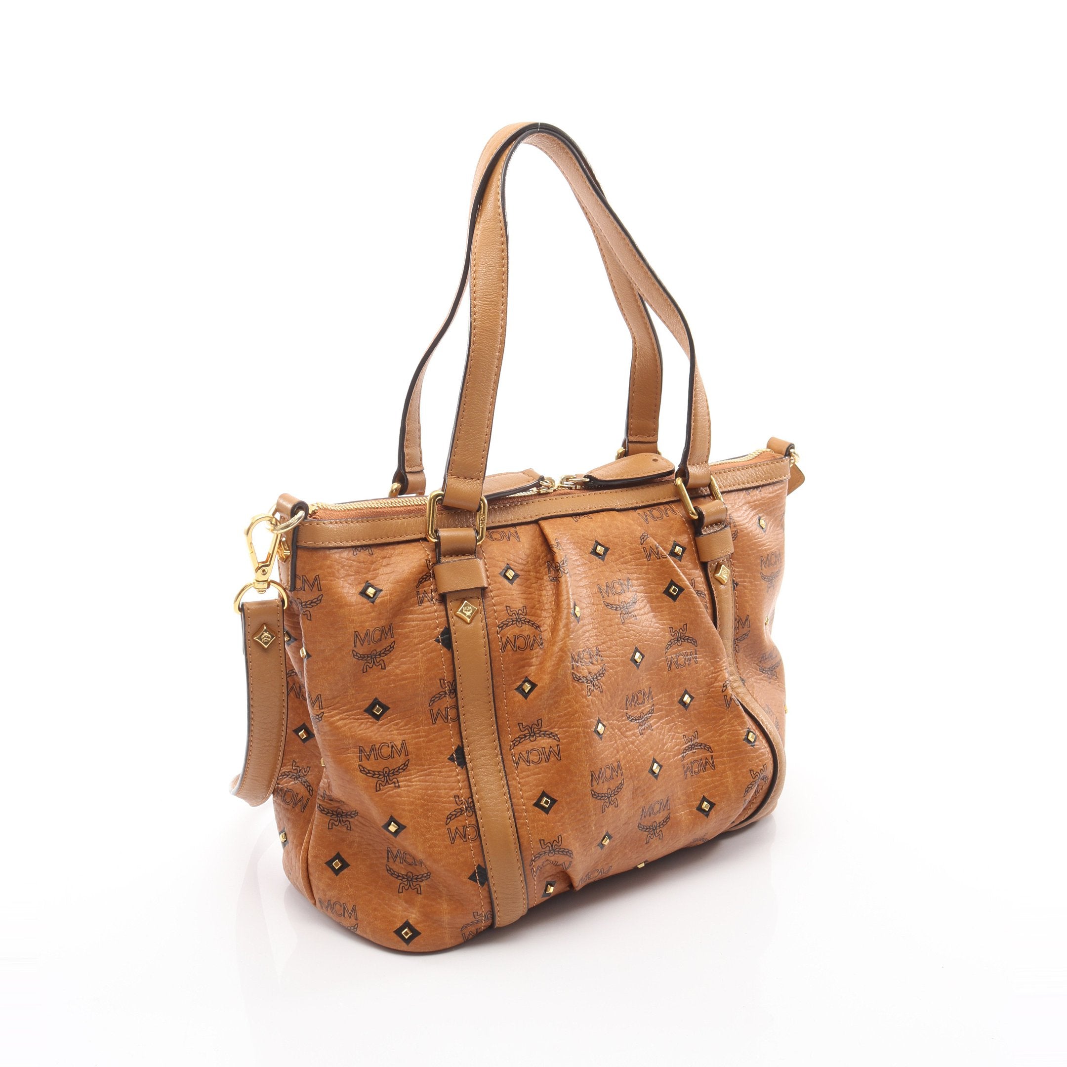 ヴィセトス ハンドバッグ PVC レザー ライトブラウン 2WAY エムシー