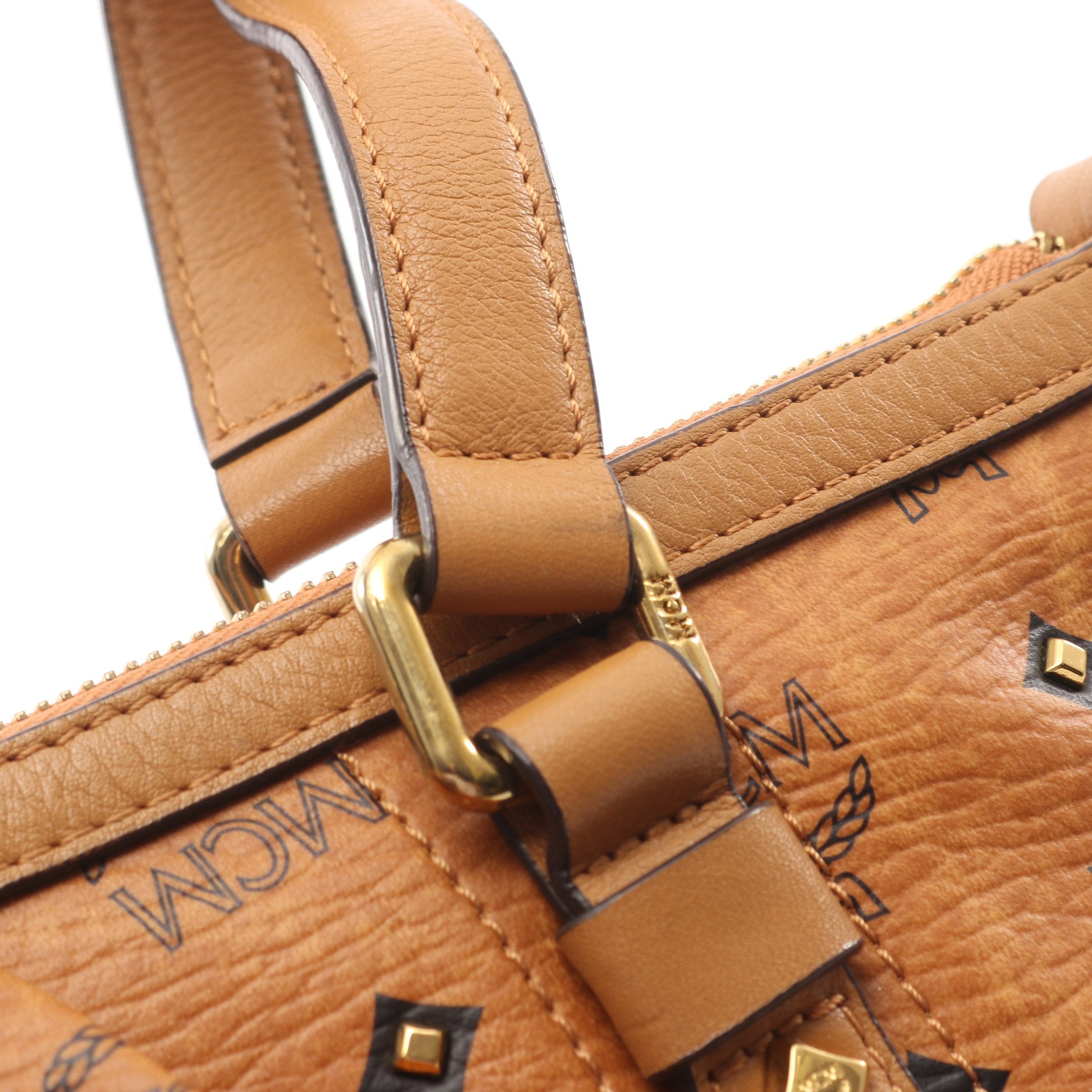 MCM ブラウン レザー トートバッグ ヴィセトス柄 MCM ヴィセトスモノグラム柄 レザー トートバッグ ブラウン - メルカリ