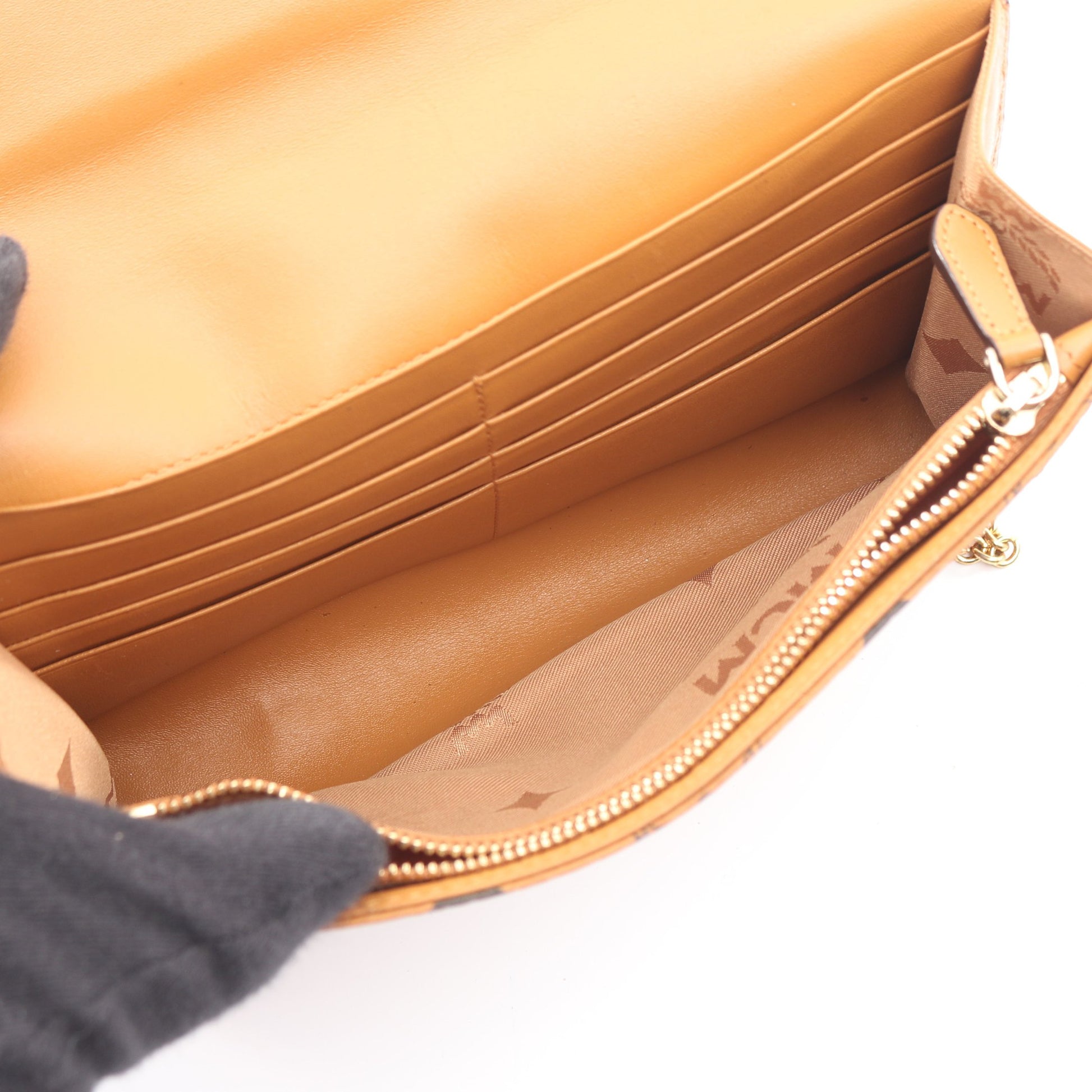 ヴィセトス ビジュー スタッズ チェーンウォレット PVC ライトブラウン エムシーエム バッグ MCM