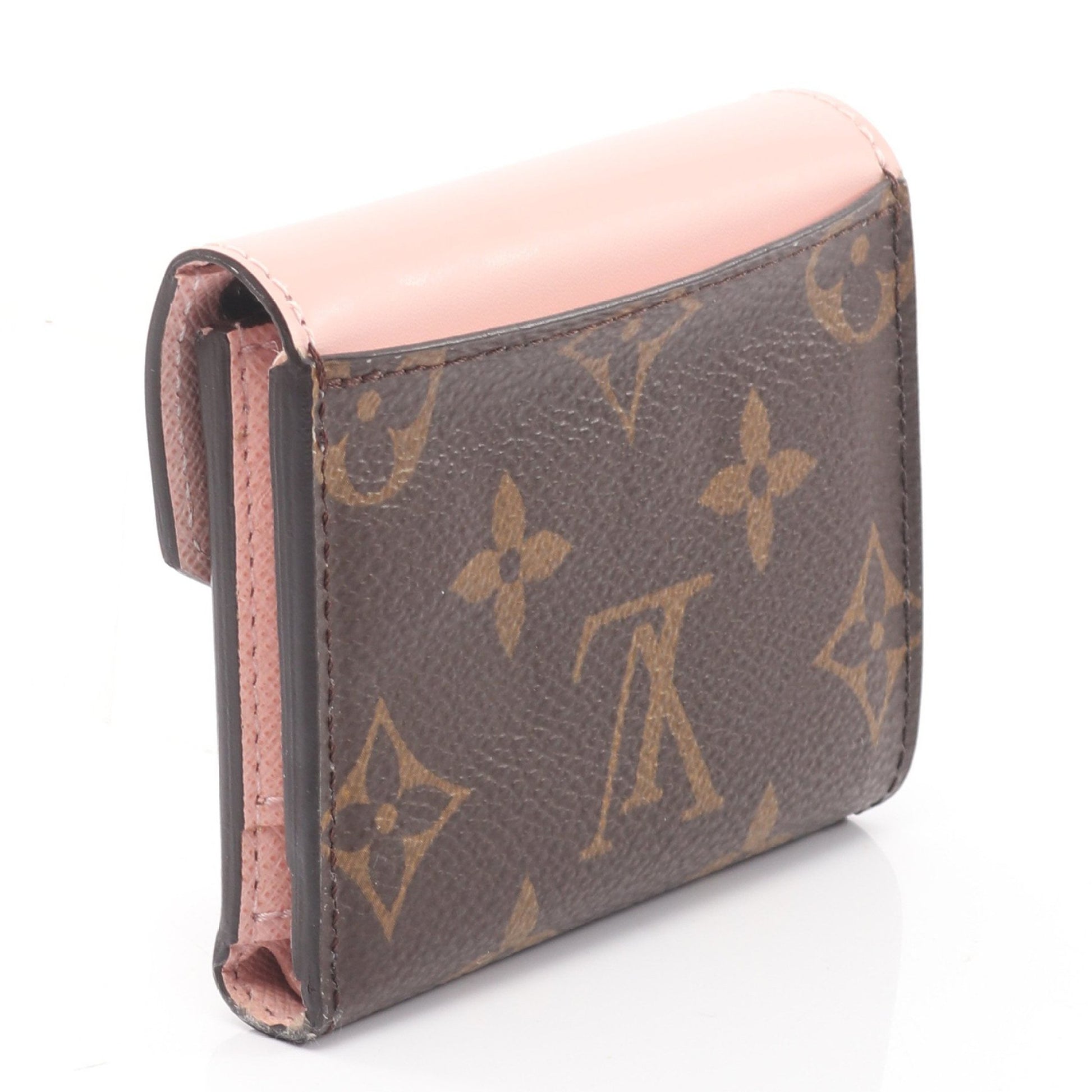 ポルトフォイユ ゾエ モノグラム ローズバレリーヌ 三つ折り財布 PVC レザー ブラウン ピンク ルイヴィトン 財布・小物 LOUIS VUITTON