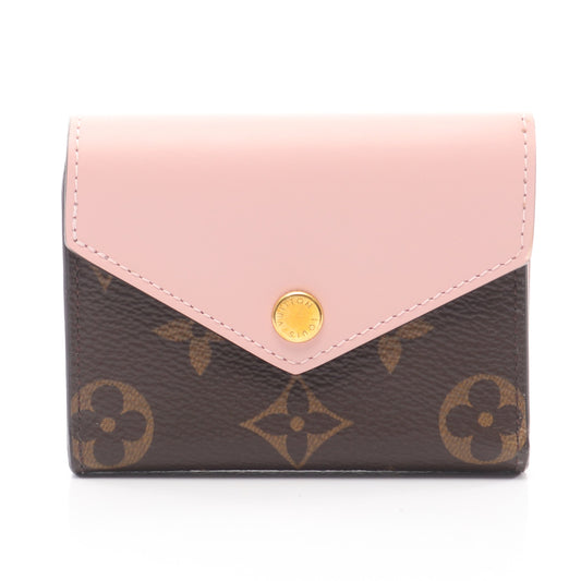 ポルトフォイユ ゾエ モノグラム ローズバレリーヌ 三つ折り財布 PVC レザー ブラウン ピンク ルイヴィトン 財布・小物 LOUIS VUITTON