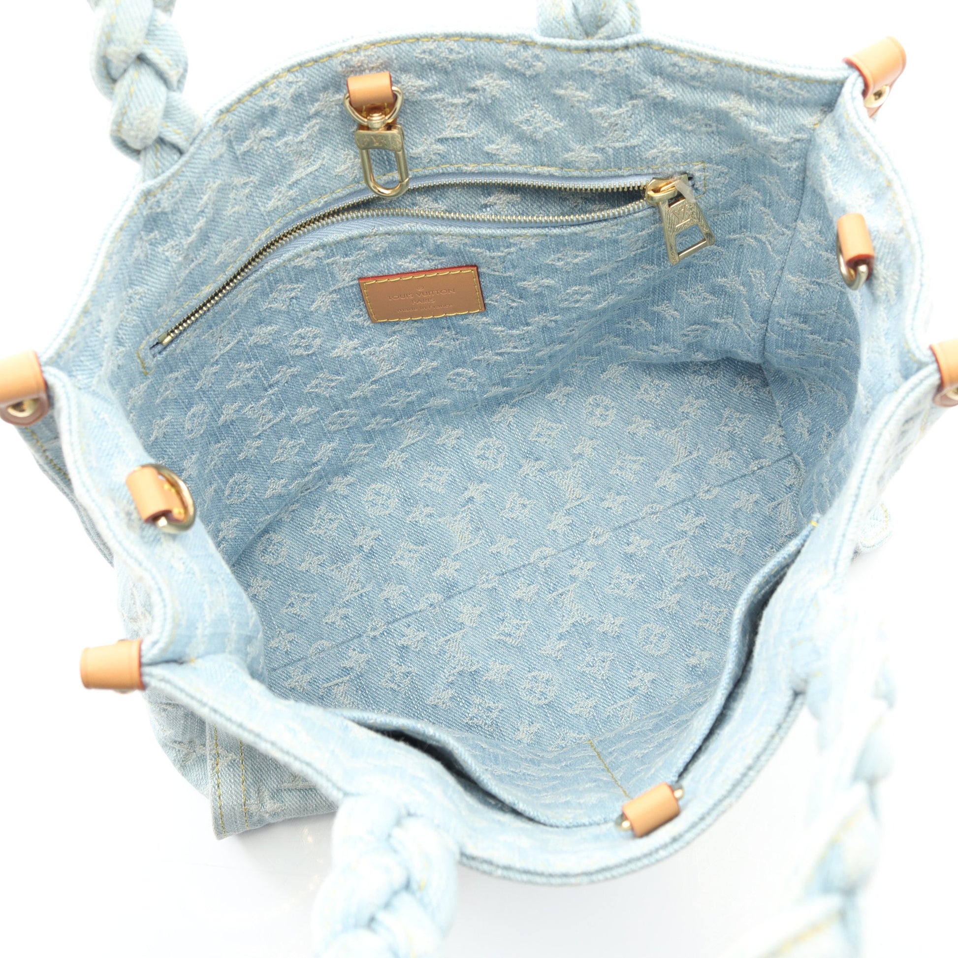 レットゴー モノグラムデニム ハンドバッグ デニム レザー ライトブルー 2WAY ルイヴィトン バッグ LOUIS VUITTON
