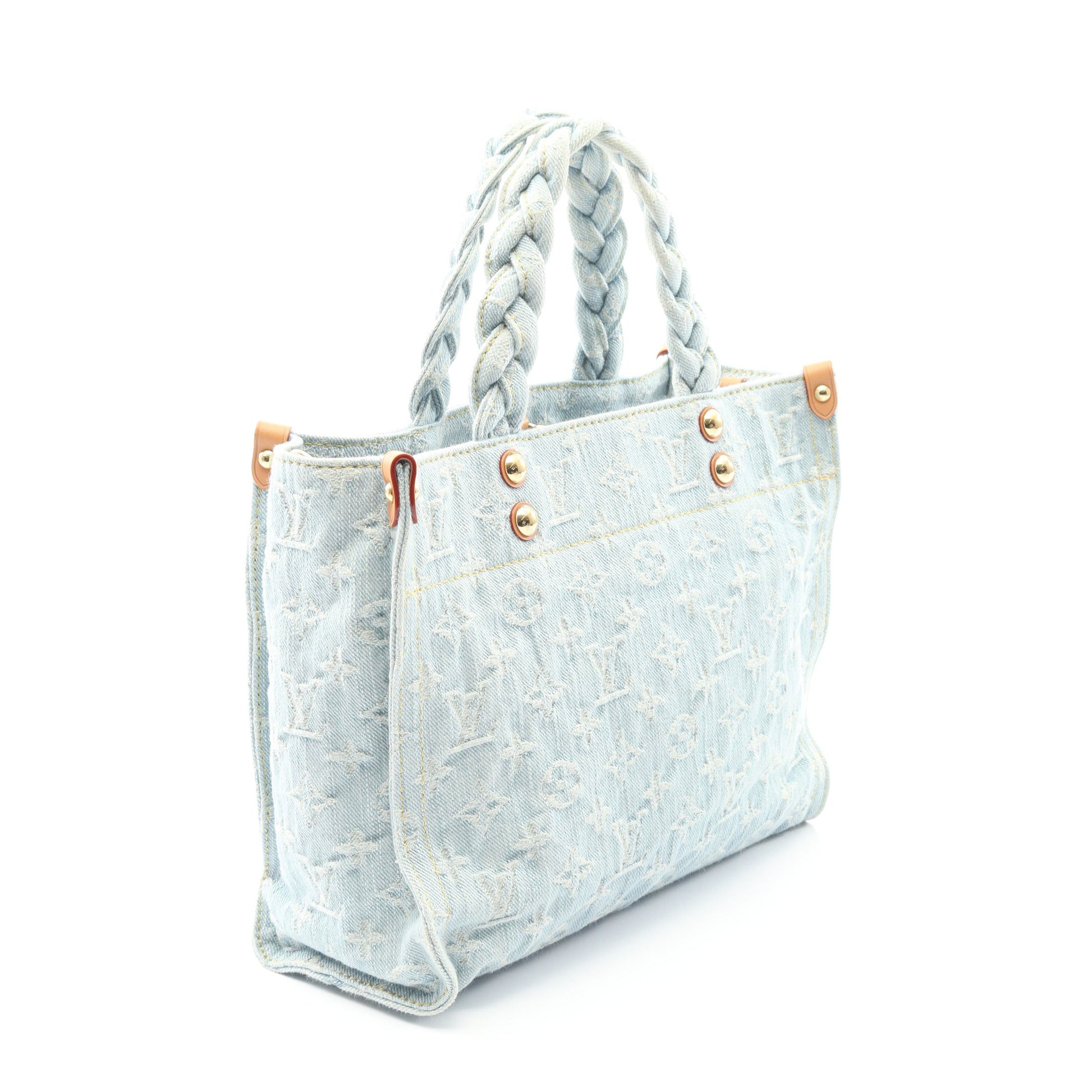 レットゴー モノグラムデニム ハンドバッグ デニム レザー ライトブルー 2WAY ルイヴィトン バッグ LOUIS VUITTON