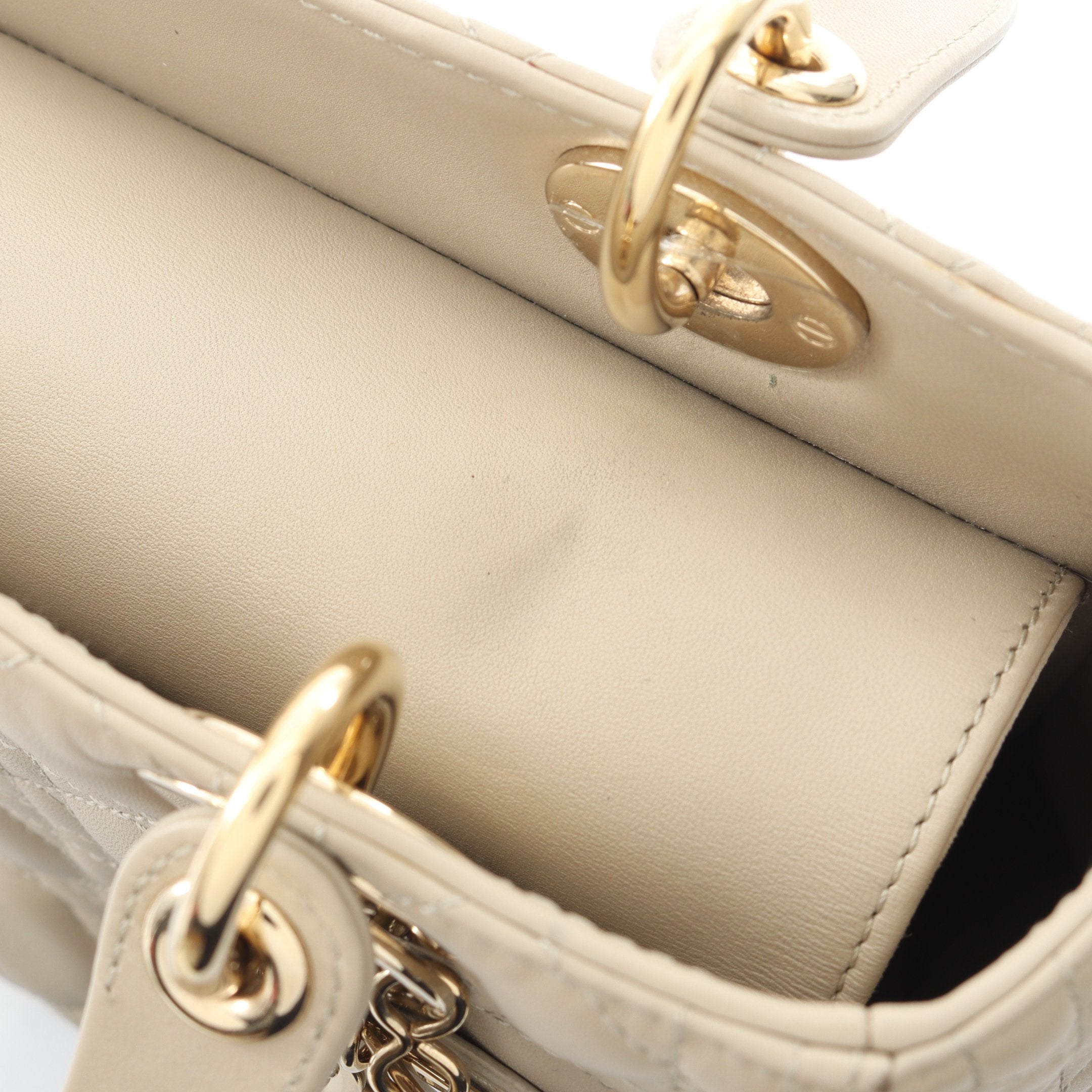 LADY DIOR レディディオール カナージュ ハンドバッグ レザー ベージュ