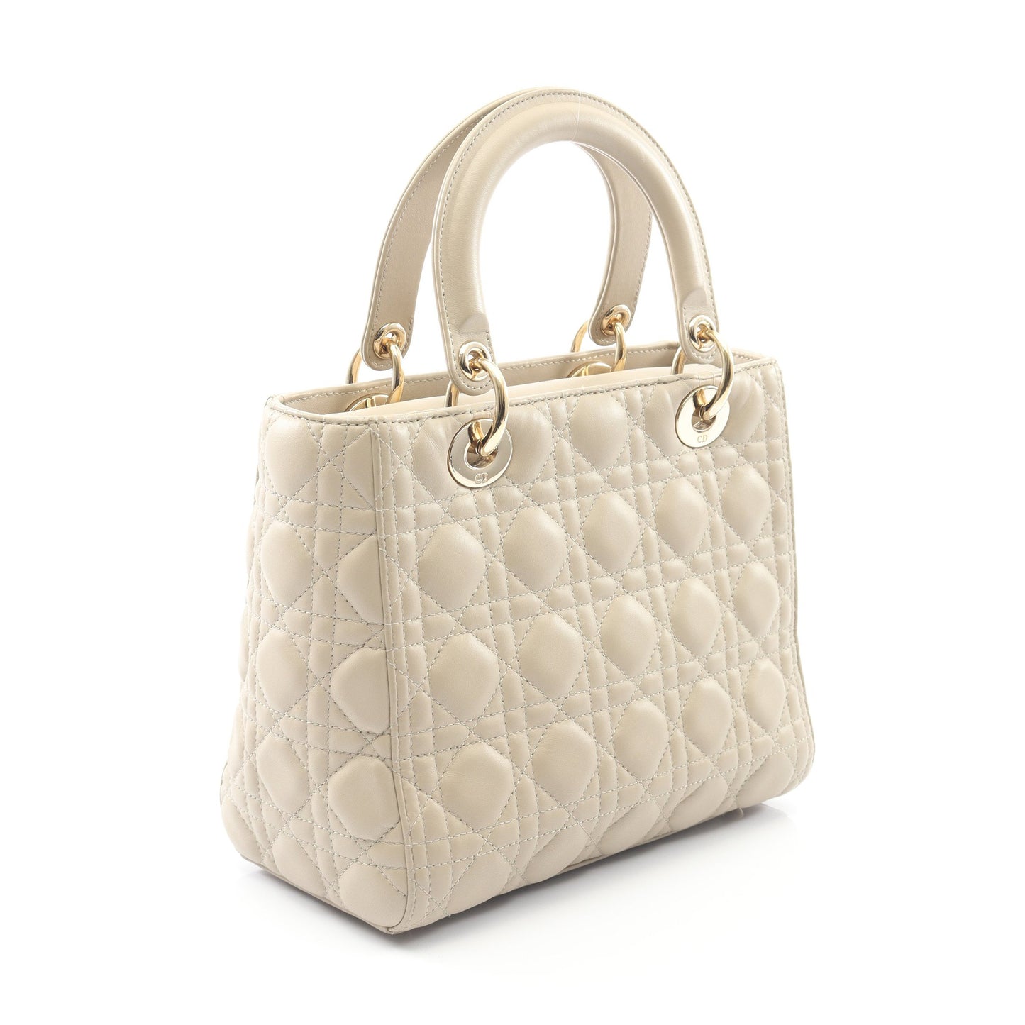 LADY DIOR レディディオール カナージュ ハンドバッグ レザー ベージュ 2WAY クリスチャンディオール バッグ Christian Dior