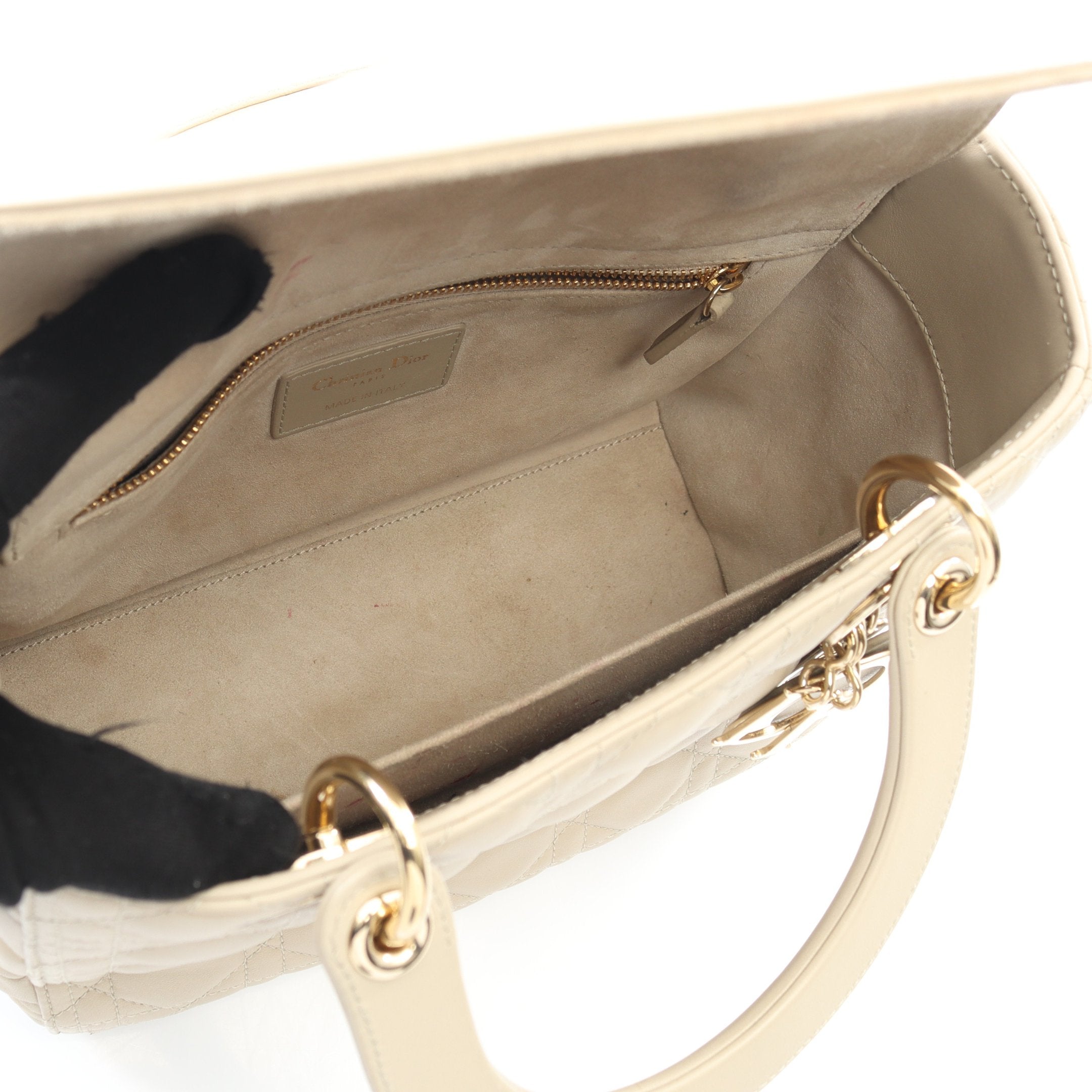 LADY DIOR レディディオール カナージュ ハンドバッグ レザー ベージュ