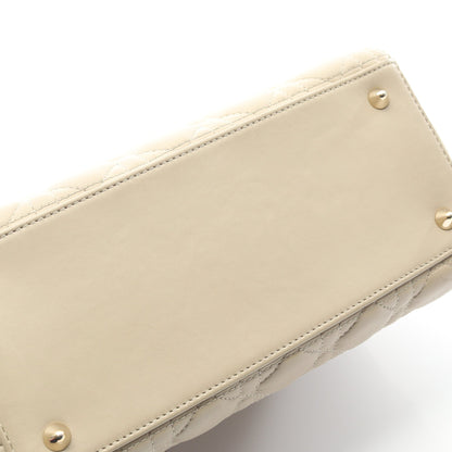 LADY DIOR レディディオール カナージュ ハンドバッグ レザー ベージュ 2WAY クリスチャンディオール バッグ Christian Dior