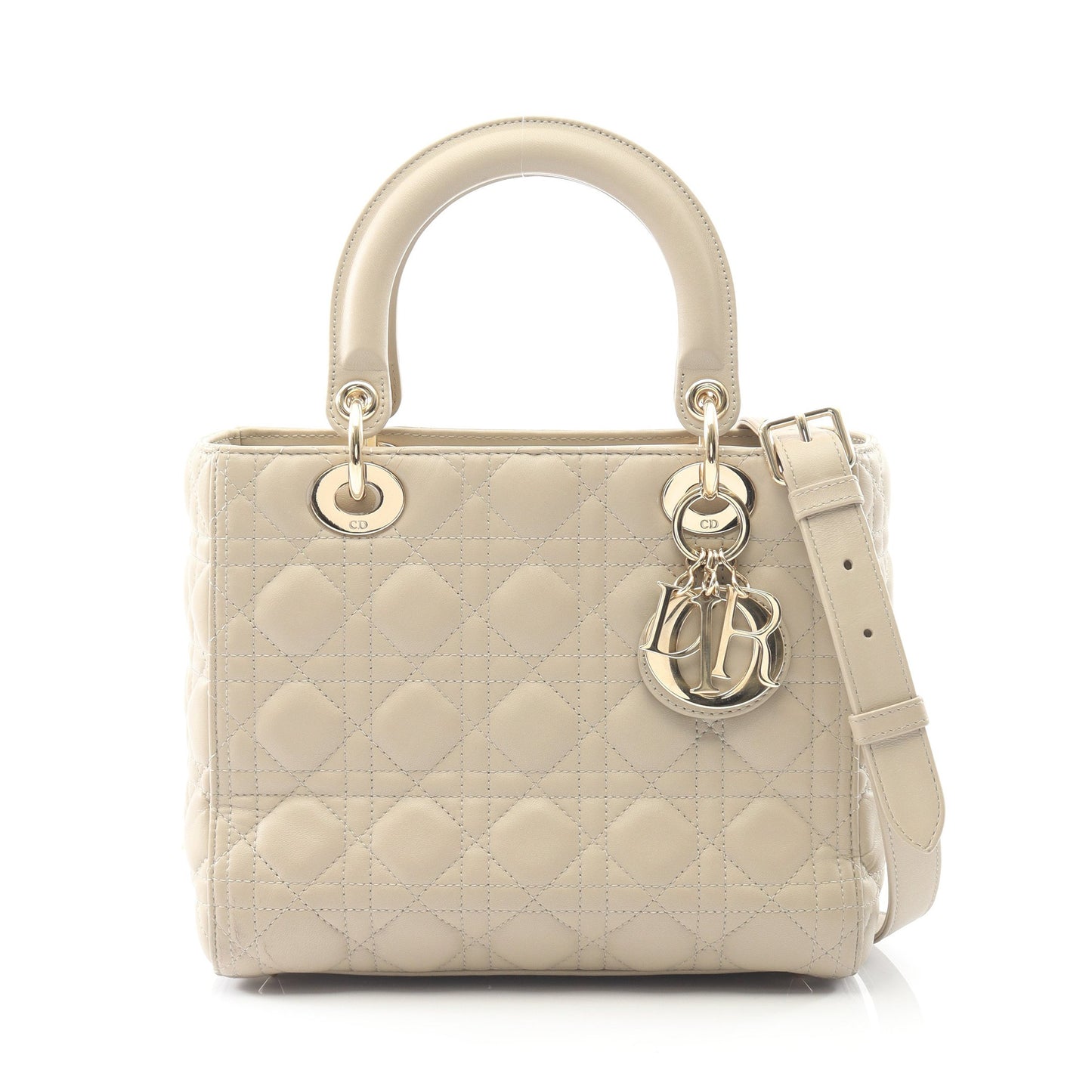 LADY DIOR レディディオール カナージュ ハンドバッグ レザー ベージュ 2WAY クリスチャンディオール バッグ Christian Dior