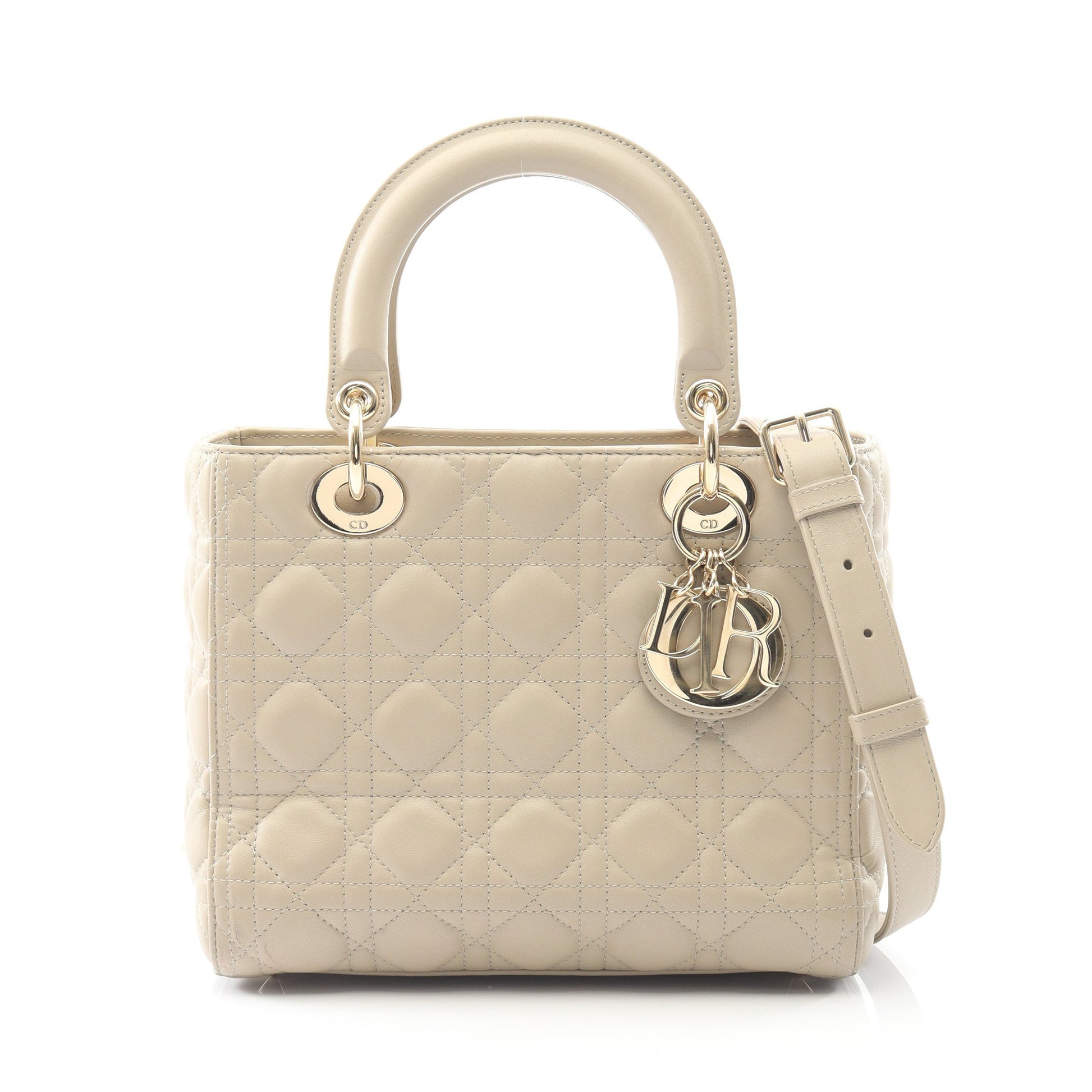 LADY DIOR レディディオール カナージュ ハンドバッグ レザー ベージュ 2WAY クリスチャンディオール バッグ Christian Dior