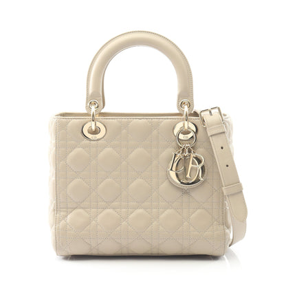 LADY DIOR レディディオール カナージュ ハンドバッグ レザー ベージュ 2WAY クリスチャンディオール バッグ Christian Dior
