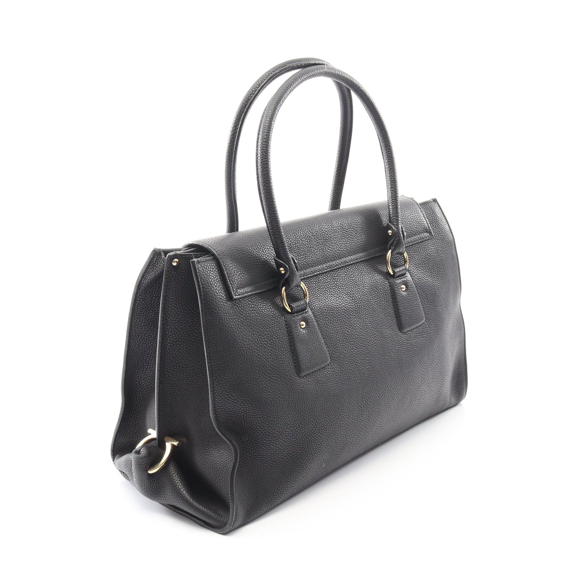 ガンチーニ ハンドバッグ レザー ブラック サルヴァトーレフェラガモ バッグ Salvatore Ferragamo