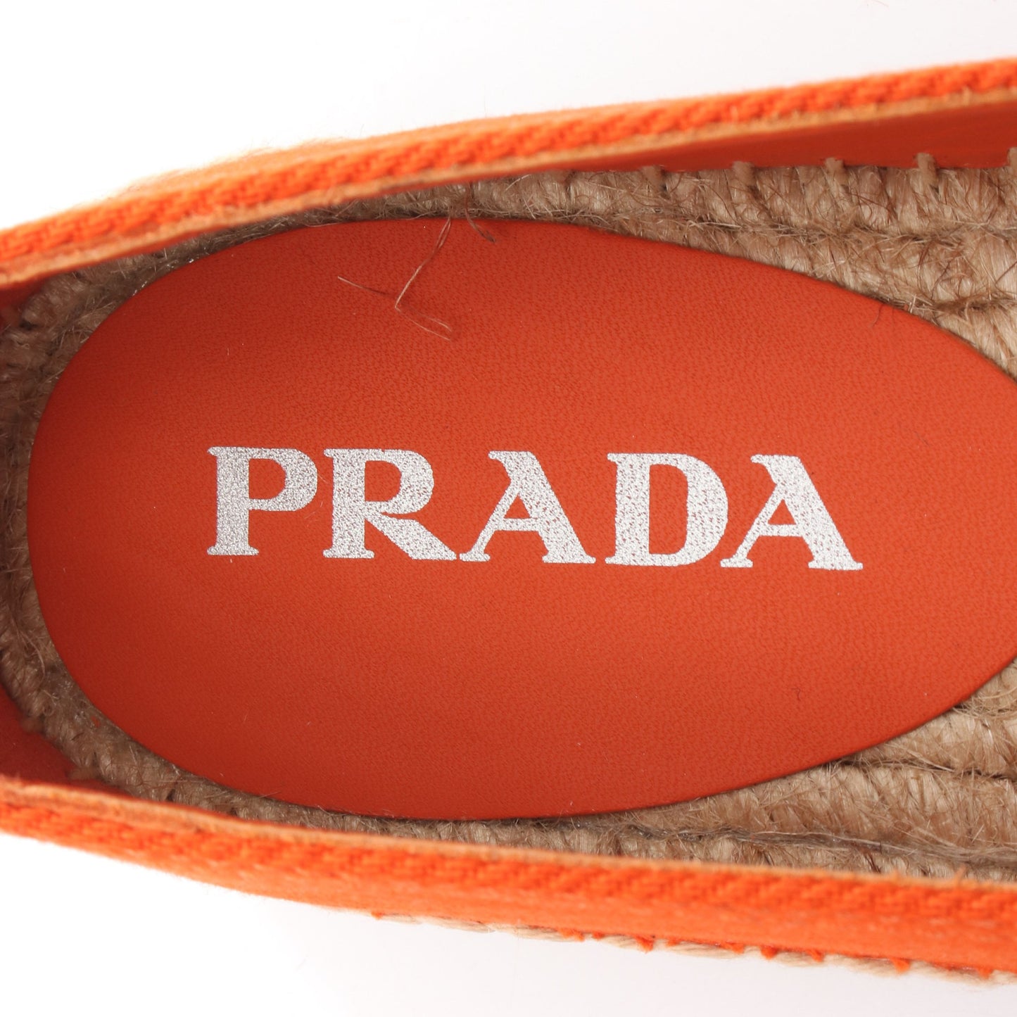 エンボスロゴ スリッポン スニーカー キャンバス オレンジ エスパドリーユ プラダ シューズ PRADA
