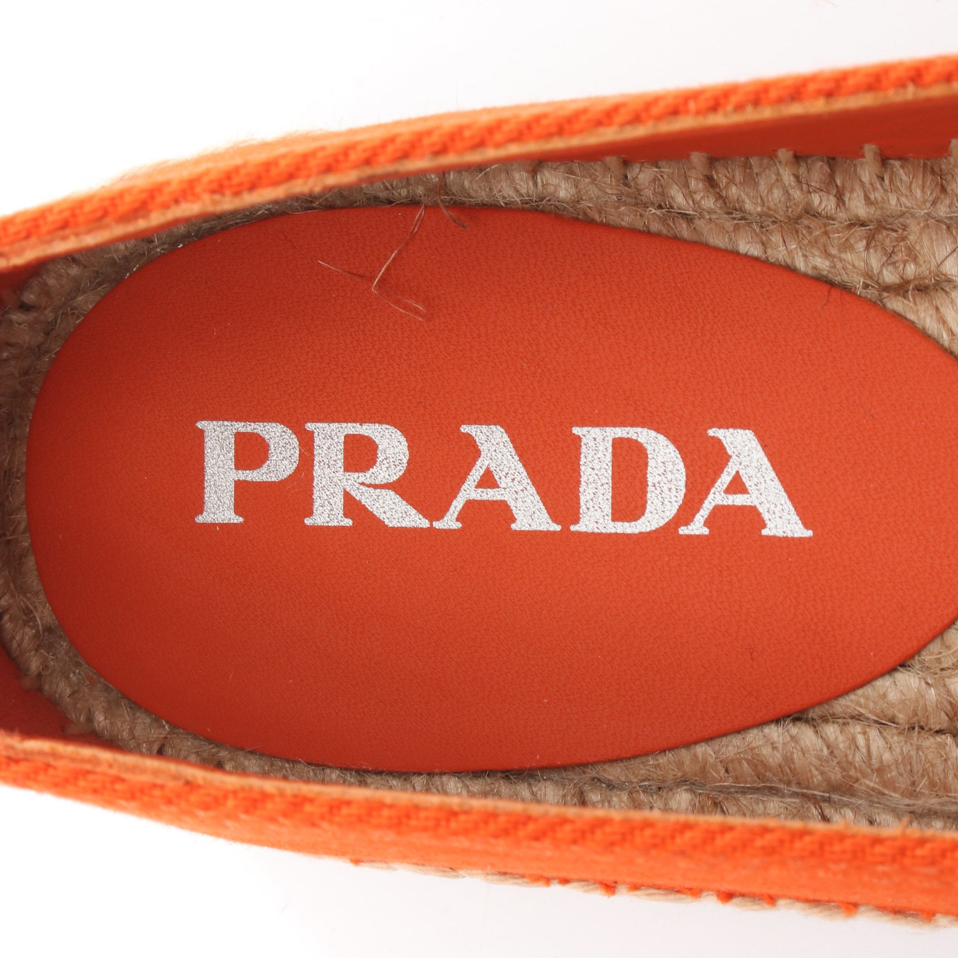 エンボスロゴ スリッポン スニーカー キャンバス オレンジ エスパドリーユ プラダ シューズ PRADA