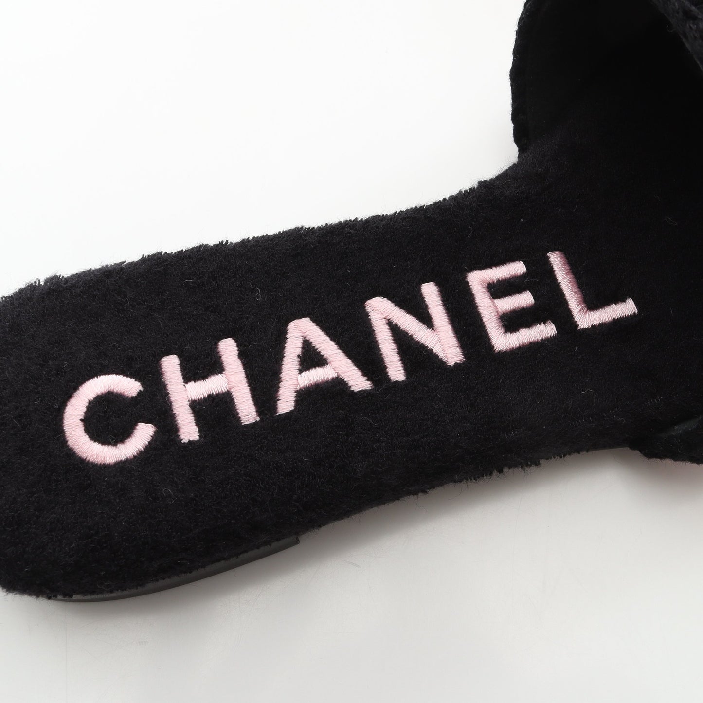 ココ ビーチ ミュール サンダル ファブリック ブラック ピンク シャネル シューズ CHANEL