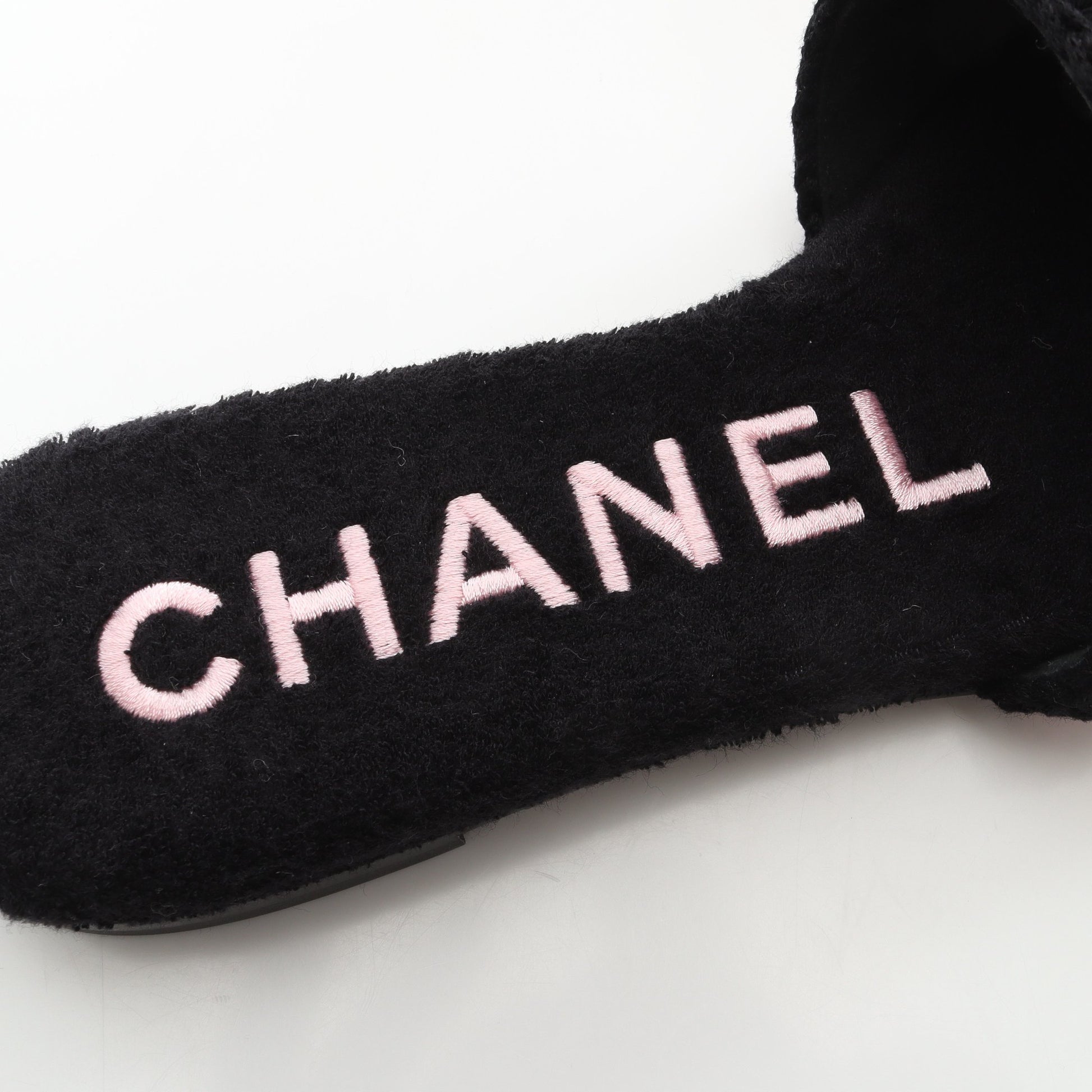 ココ ビーチ ミュール サンダル ファブリック ブラック ピンク シャネル シューズ CHANEL