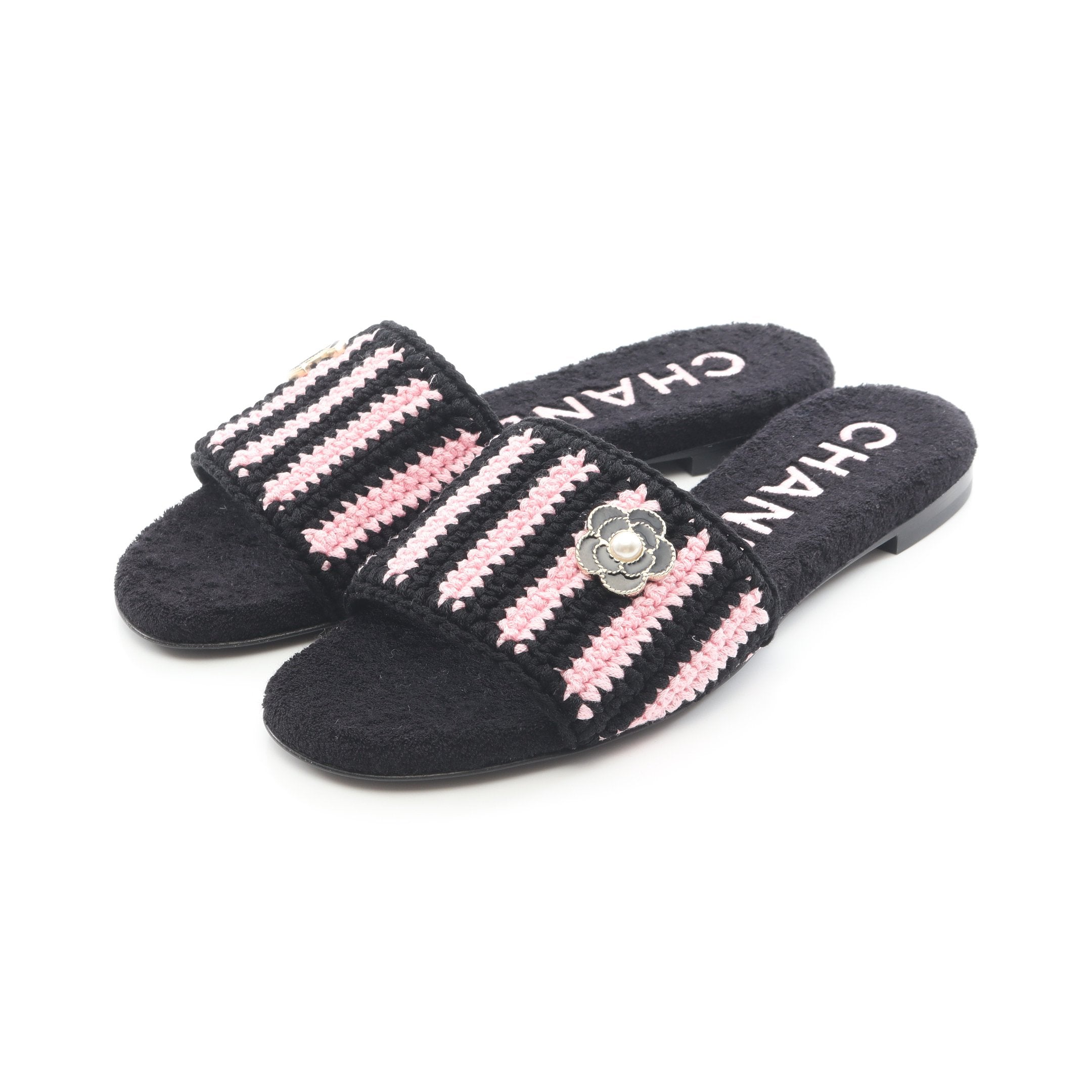 【極美品★付属品付】CHANEL ココマーク ミュール サンダル ピンク 希少カラー☆ピンクのツイード】CHANEL CCロゴ サンダル (CHANEL