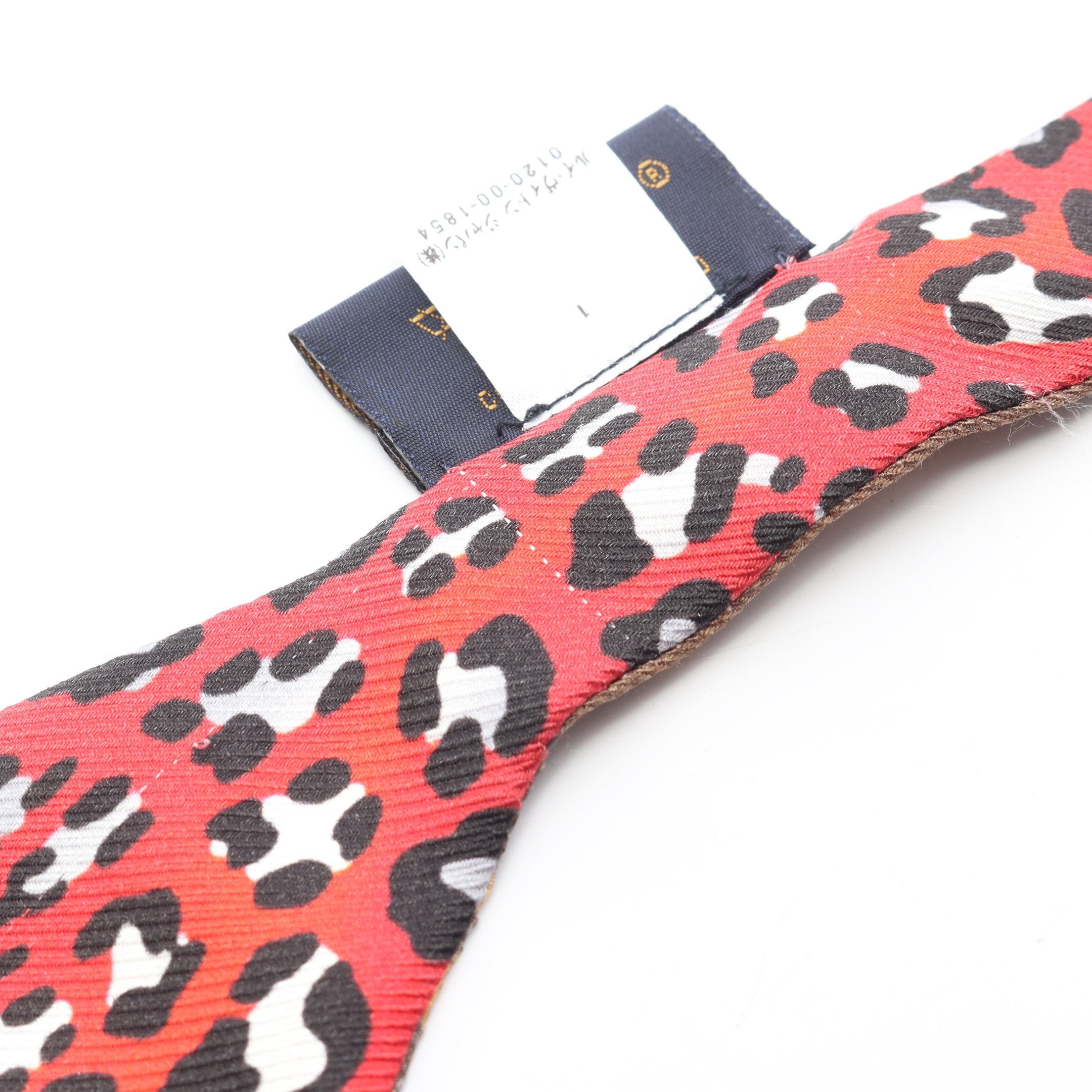 バンドー 3D モノグラム リボン スカーフ レオパード シルク ブラウン