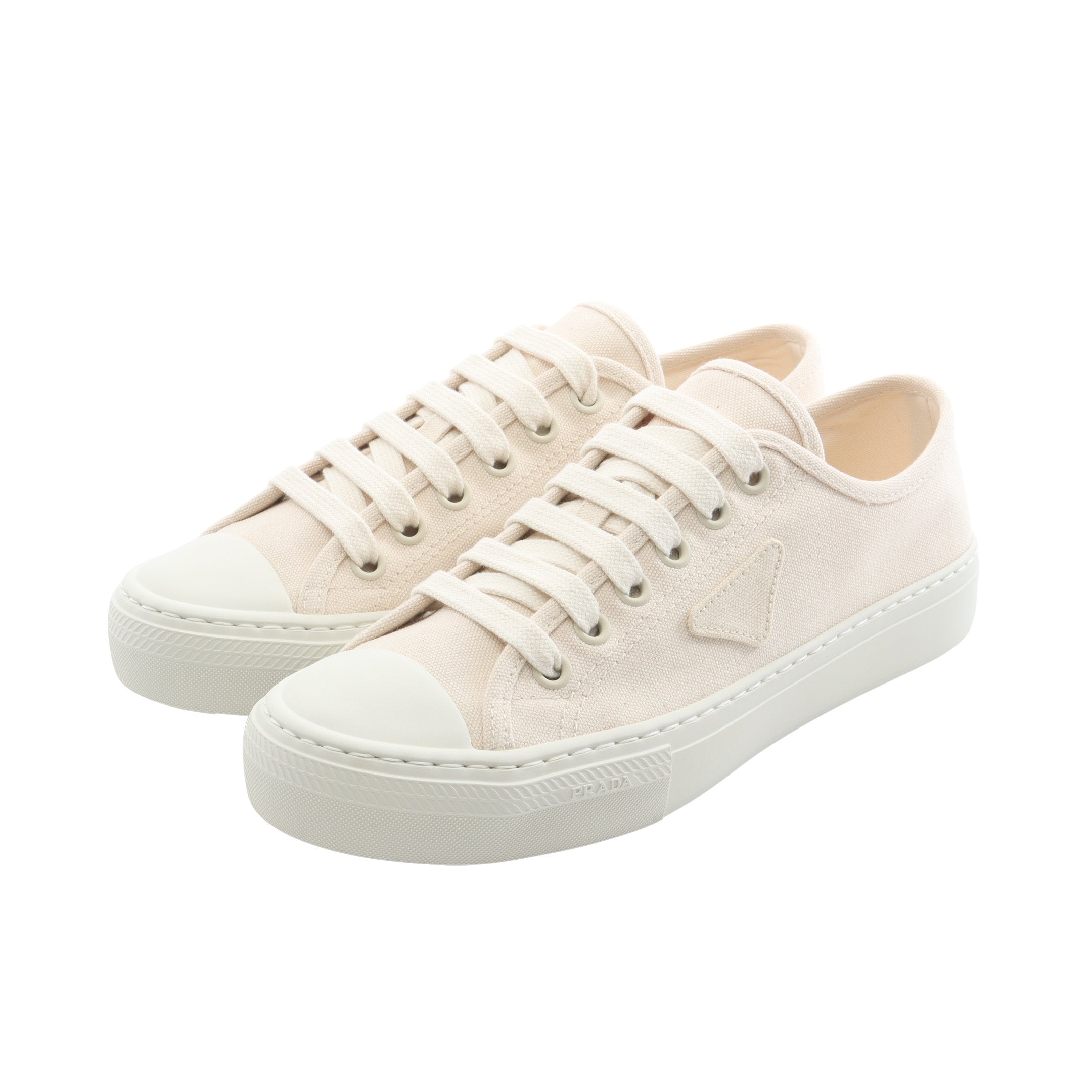 スニーカー キャンバス ライトベージュ 三角ロゴ プラダ – RECLO