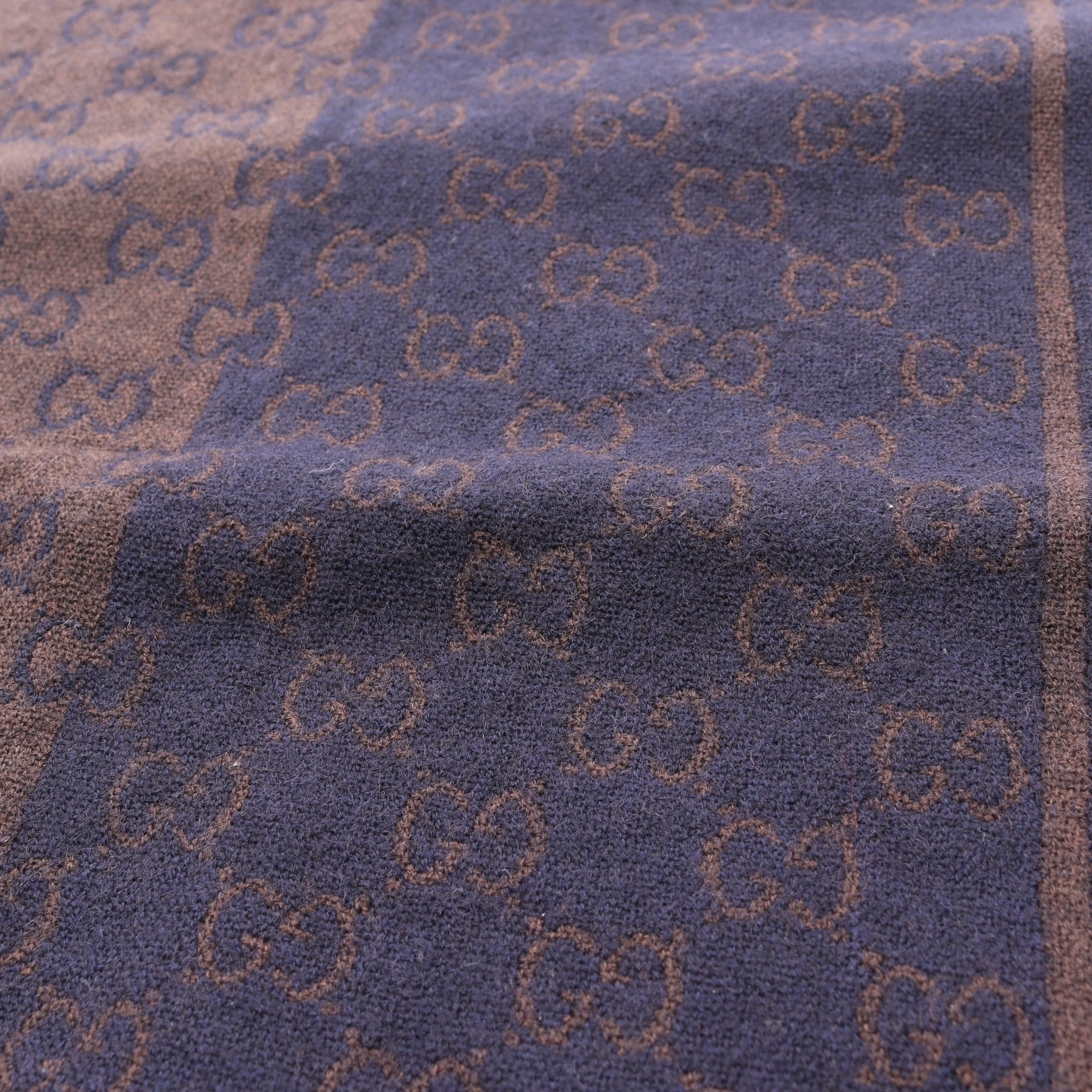 GG柄 マフラー ウール ダークブラウン ネイビー グッチ – RECLO