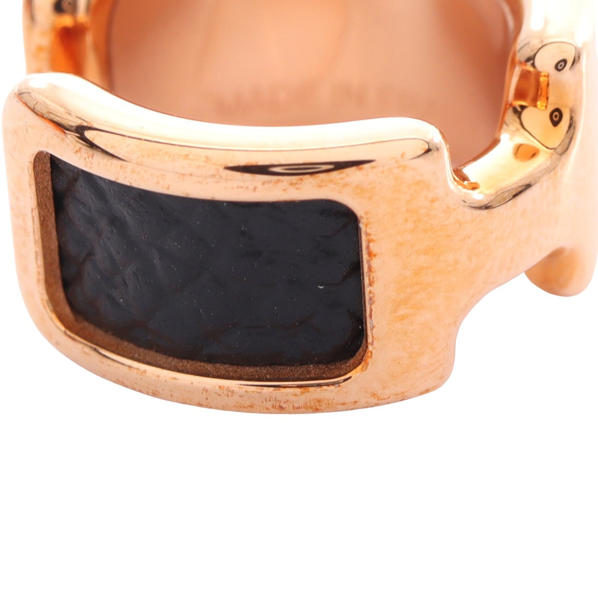 オランプPM イヤーカフ GP レザー ピンクゴールド ブラック エルメス アクセサリー HERMES