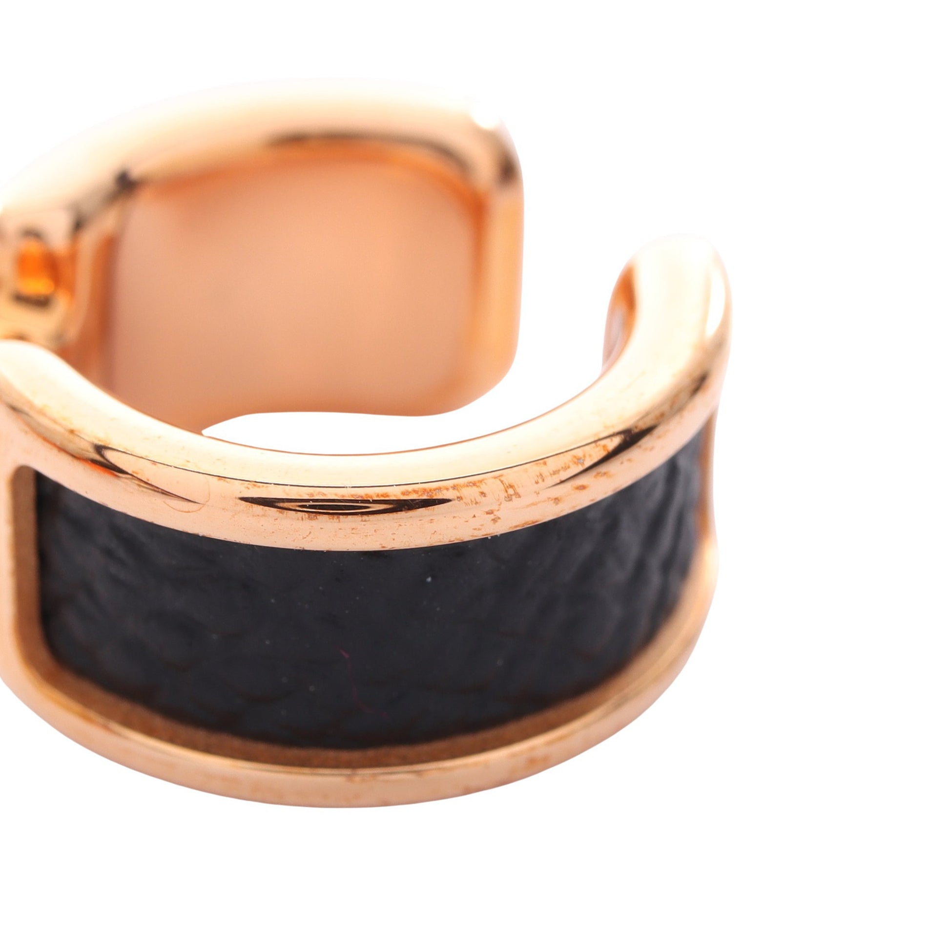 オランプPM イヤーカフ GP レザー ピンクゴールド ブラック エルメス アクセサリー HERMES