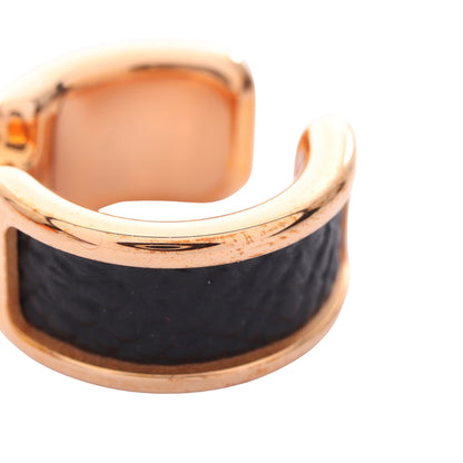 オランプPM イヤーカフ GP レザー ピンクゴールド ブラック エルメス アクセサリー HERMES