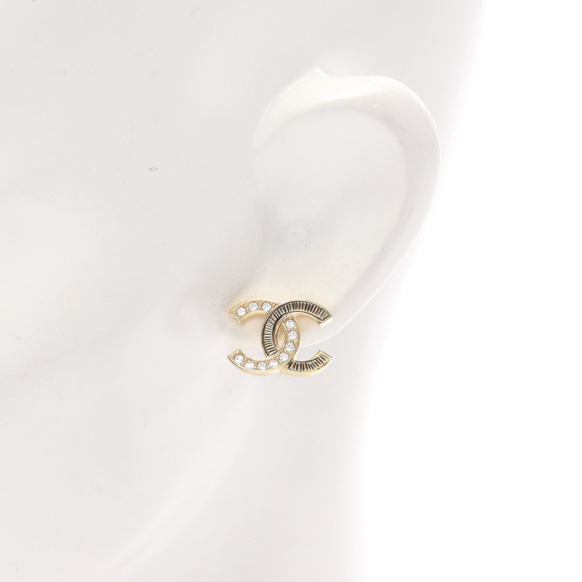 ココマーク ピアス GP ラインストーン ゴールド クリア L25K シャネル アクセサリー CHANEL