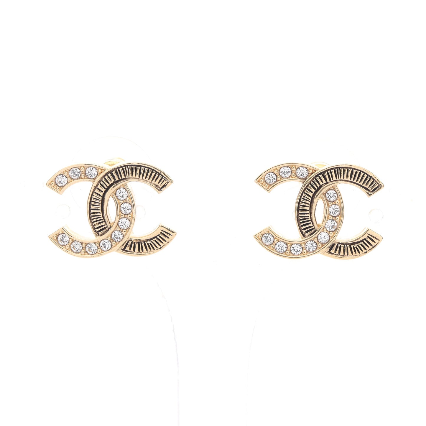 ココマーク ピアス GP ラインストーン ゴールド クリア L25K シャネル アクセサリー CHANEL