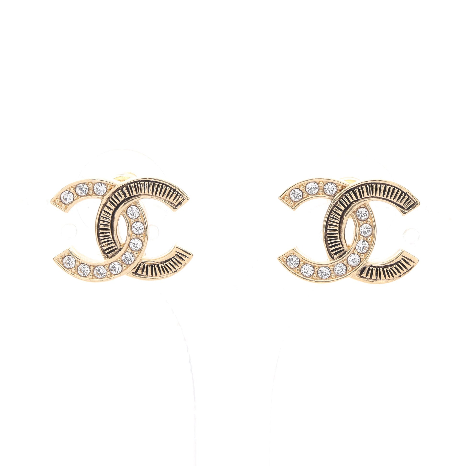 ココマーク ピアス GP ラインストーン ゴールド クリア L25K シャネル アクセサリー CHANEL