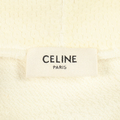 スパンコール ロゴ フーディ プルオーバーパーカー コットン ホワイト ブラック セリーヌ トップス CELINE