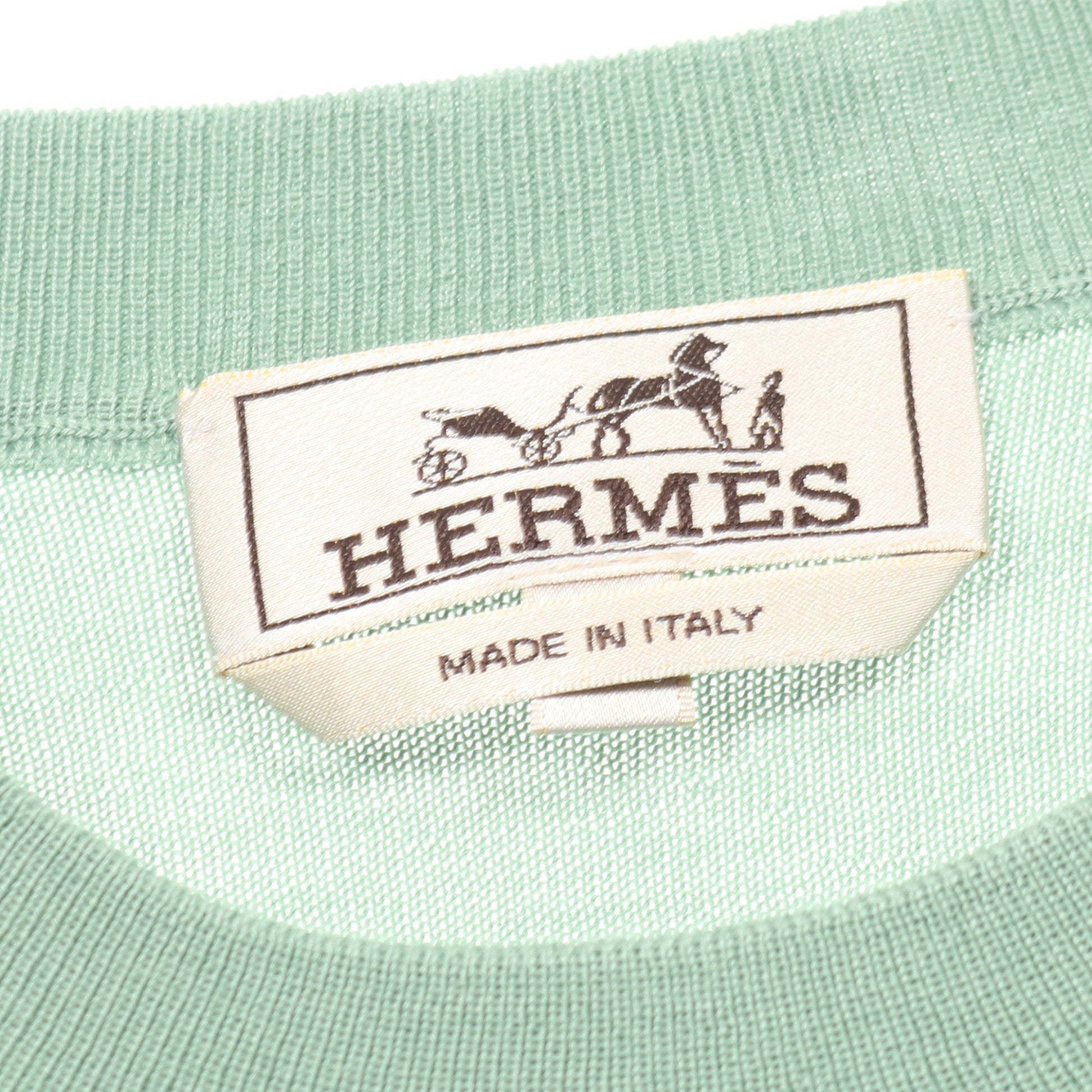 ニット クルーネック カシミヤ シルク ライトグリーン エルメス トップス HERMES