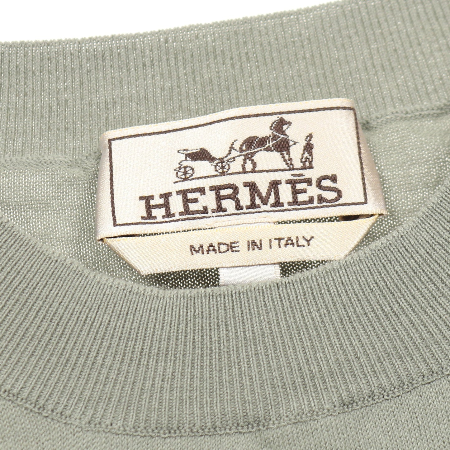Selles en Fragments ニット クルーネック 半袖 コットン グレーグリーン エルメス トップス HERMES