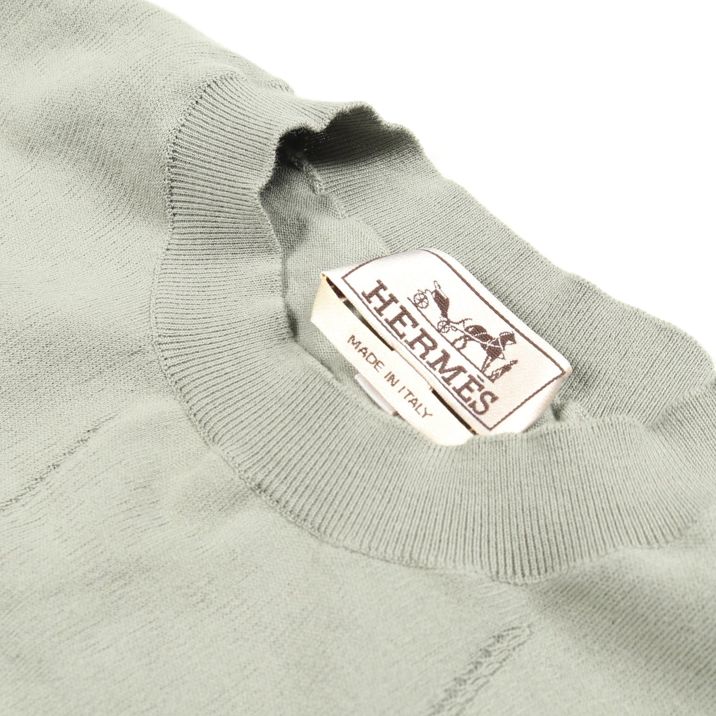 Selles en Fragments ニット クルーネック 半袖 コットン グレーグリーン エルメス トップス HERMES