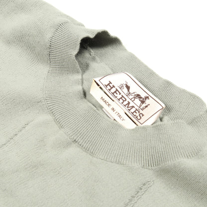 Selles en Fragments ニット クルーネック 半袖 コットン グレーグリーン エルメス トップス HERMES