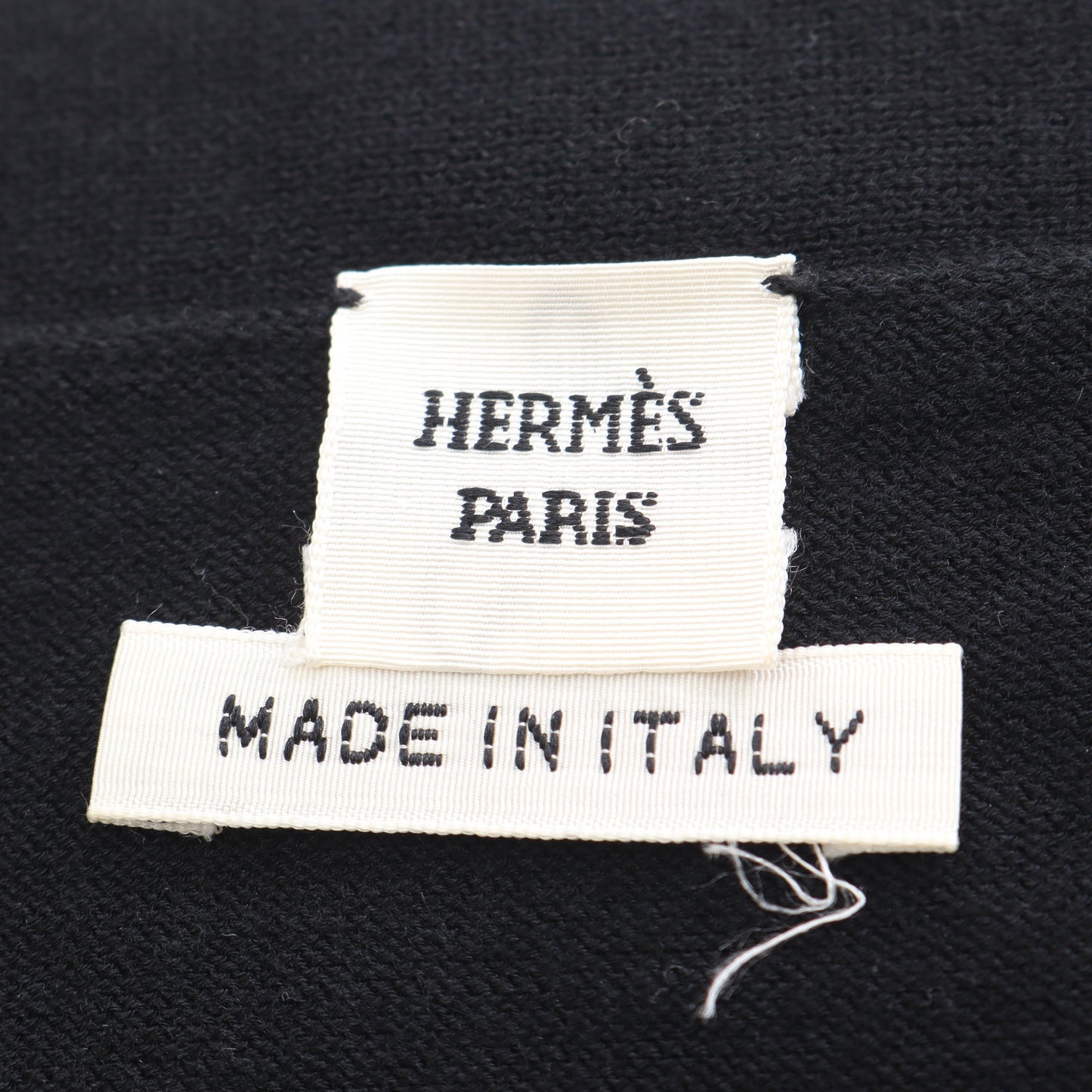 Hロゴ ニット Vネック シルク コットン ブラック エルメス トップス HERMES