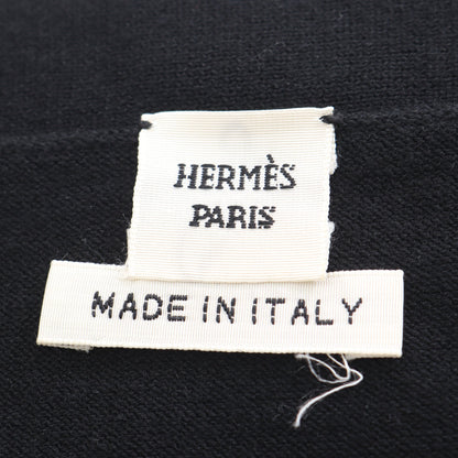 Hロゴ ニット Vネック シルク コットン ブラック エルメス トップス HERMES